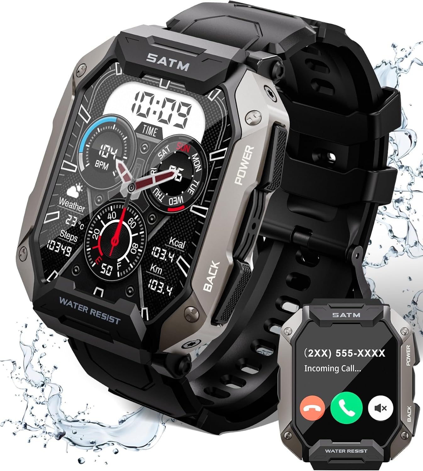 Smart Watch for Men with Answer/Make Call, 100+ Sports Modes Fitness Watch, IP68 Waterproof 80 Days Extra-Long Battery Heart Rate/Blood Oxygen/Stress/Sleep Monitor Smartwatch for Android and iOS Smart Watch for Men with Answer/Make Call, 100+ Sports Modes Fitness Watch, IP68 Waterproof 80 Days Extra-Long Battery Heart Rate/Blood Oxygen/Stress/Sleep Monitor Smartwatch for Android and iOS