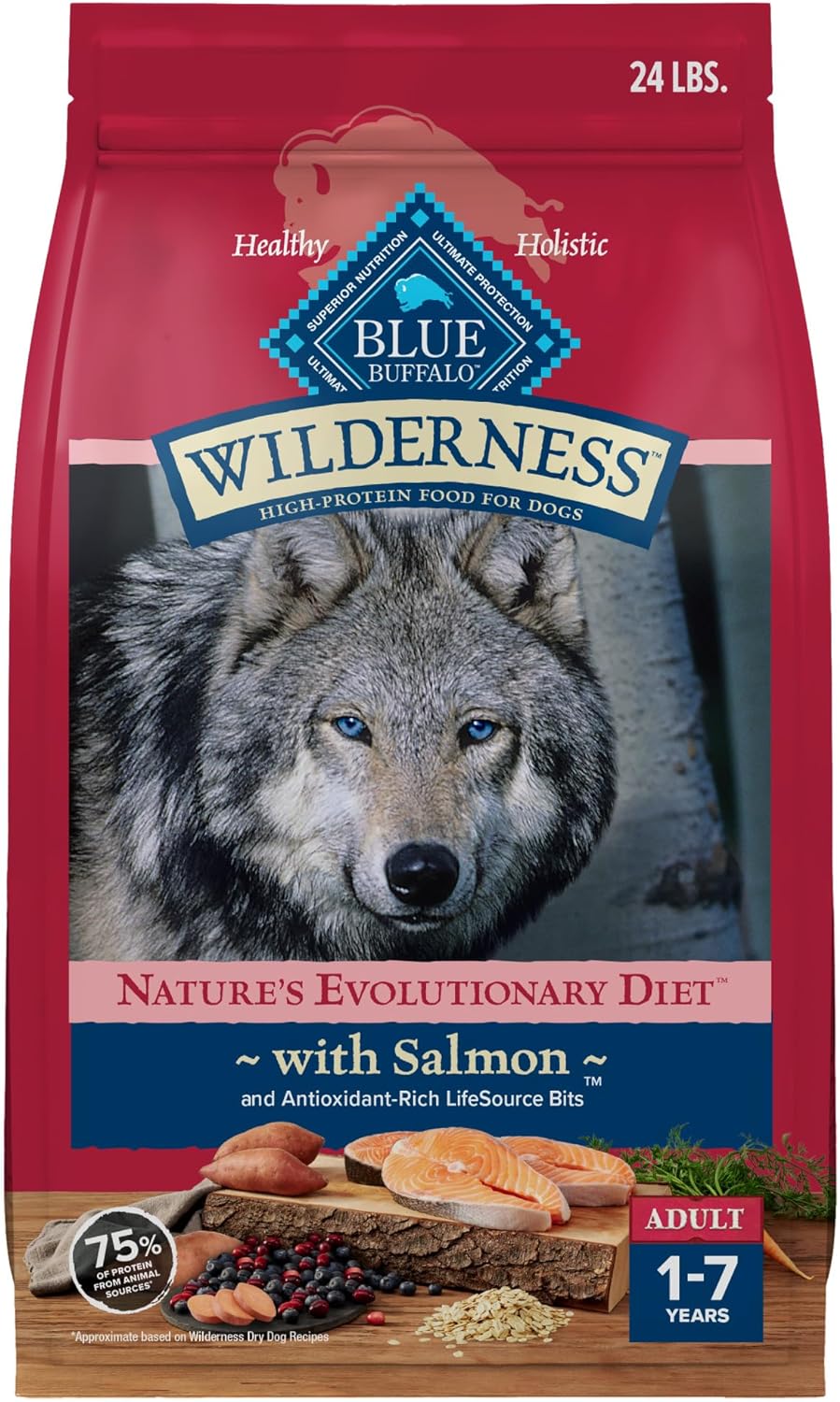Blue Buffalo Wilderness Adult High-Protein Dry Dog Food Natural Salmon WITH WHOLESOME GRAINS Blue Buffalo Wilderness Adult High-Protein Dry Dog Food Natural Salmon WITH WHOLESOME GRAINS