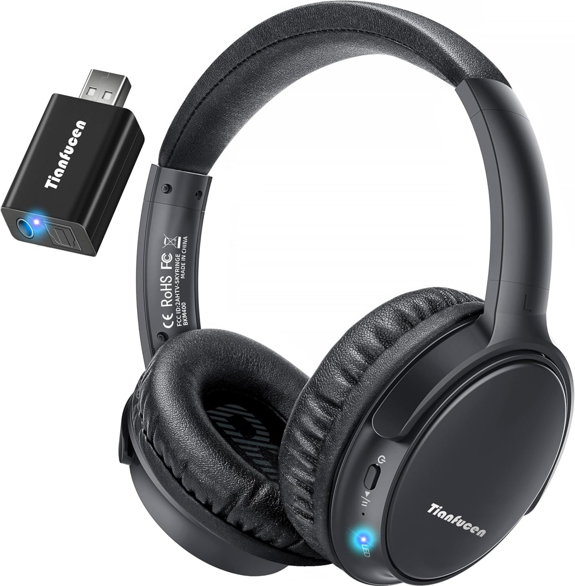 Wireless Headphones for TV – BKM400 TV Headphones Wireless with Portable Bluetooth USB Transmitter (Optical, AUX, RCA and USB Output), 165FT Farther Range, Enhanced Volume, 20Hrs, Black Wireless Headphones for TV – BKM400 TV Headphones Wireless with Portable Bluetooth USB Transmitter (Optical, AUX, RCA and USB Output), 165FT Farther Range, Enhanced Volume, 20Hrs, Black