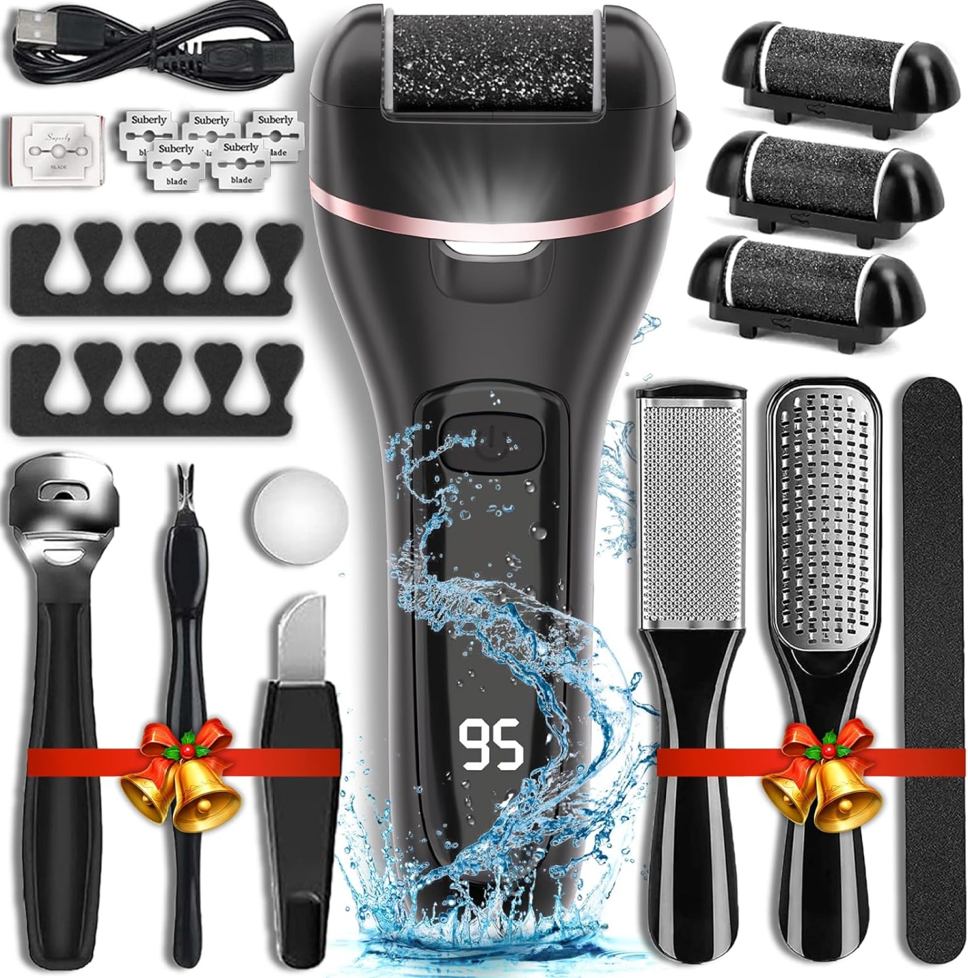 Electric Callus Remover for Feet with 3 Roller Heads 2 Speed Rechargeable Waterproof Professional Pedicure Kit 17 in 1 Foot File Tools Perfect for Dead Hard Cracked Dry Skin Electric Callus Remover for Feet with 3 Roller Heads 2 Speed Rechargeable Waterproof Professional Pedicure Kit 17 in 1 Foot File Tools Perfect for Dead Hard Cracked Dry Skin