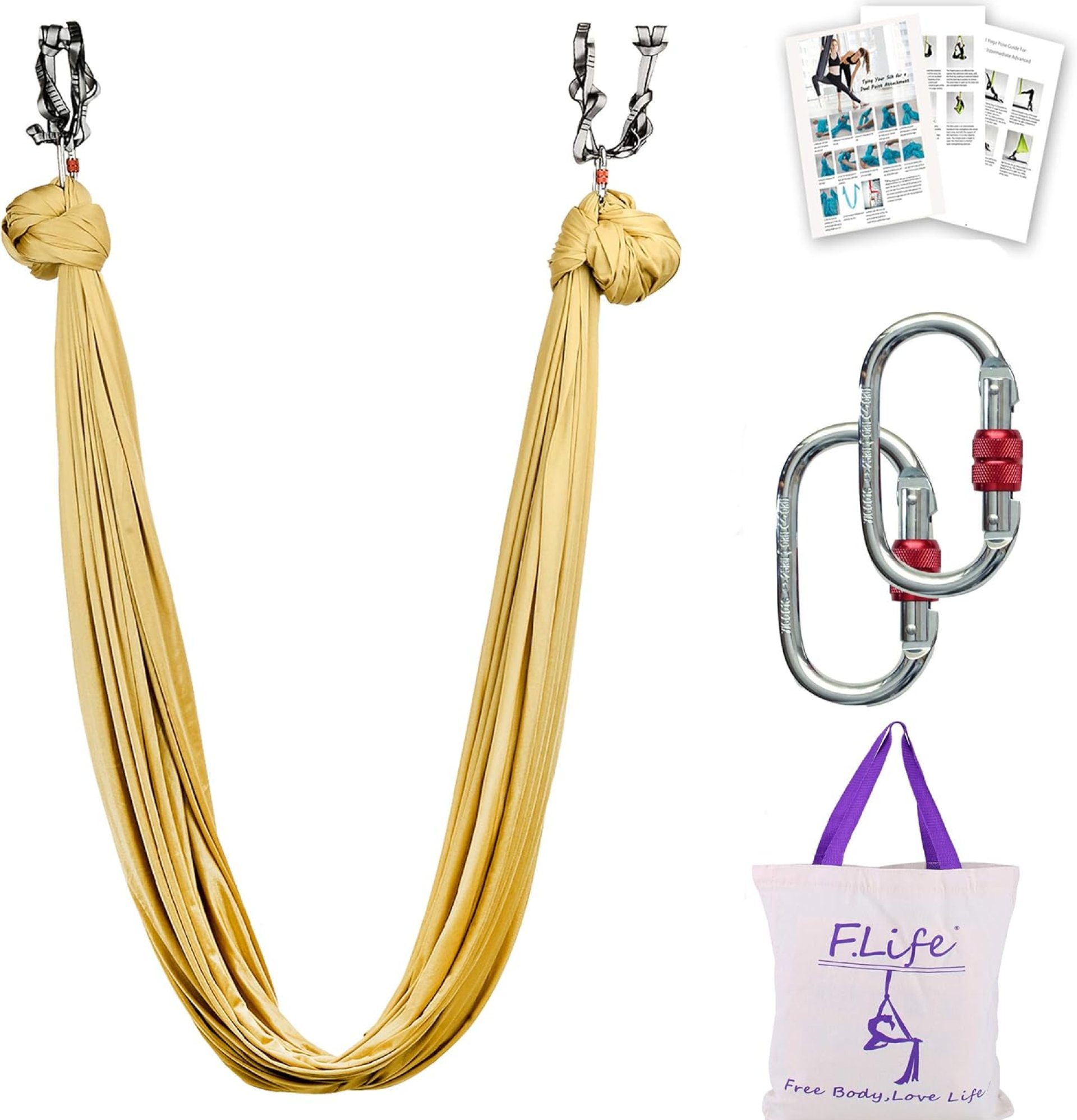Aerial Silk Yoga Hammock & Swing for yoga Inversion,Strength training,starter hardware kit Aerial Silk Yoga Hammock & Swing for yoga Inversion,Strength training,starter hardware kit