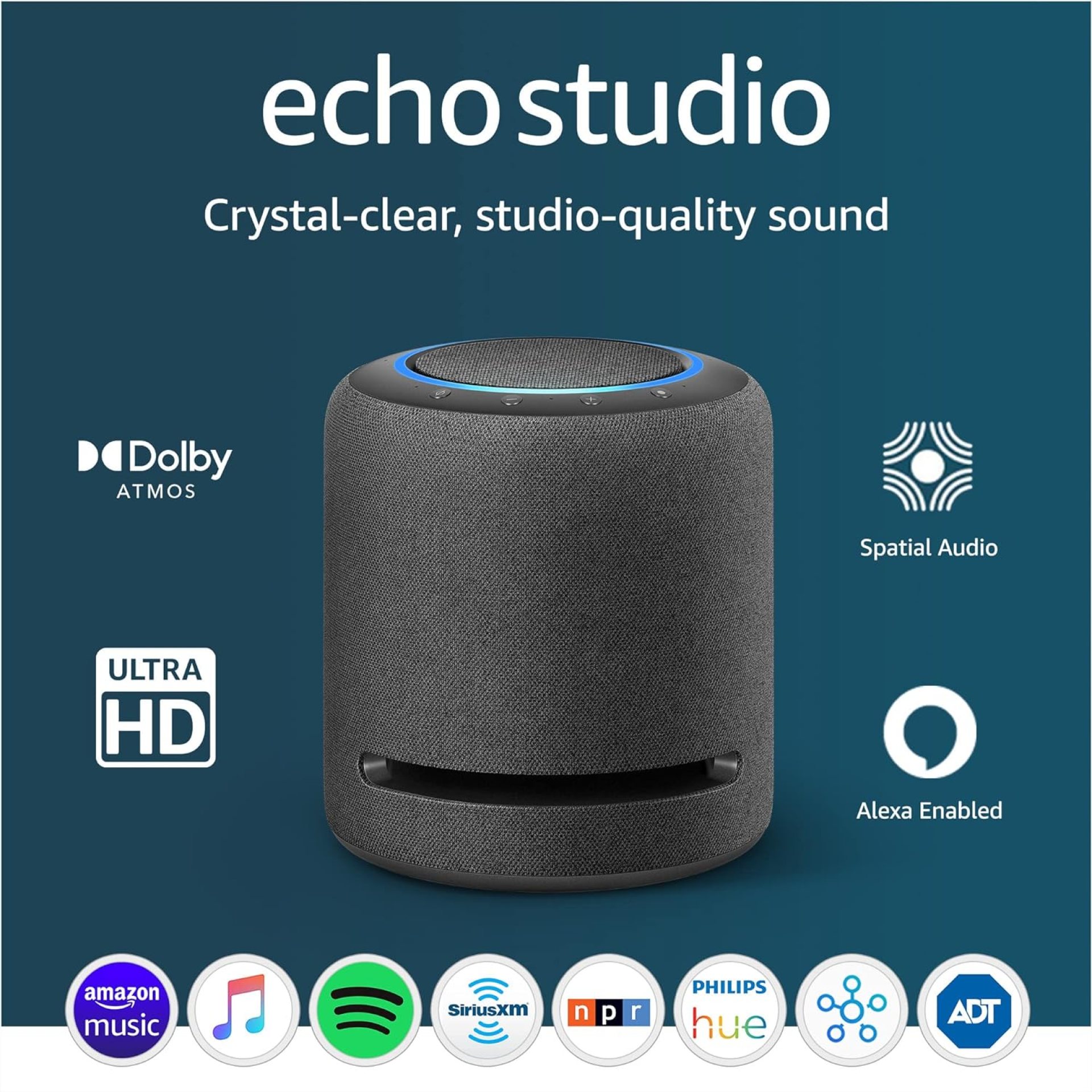 Like-New Amazon Echo Studio (newest model), Our best-sounding Alexa speaker, Perfect for living rooms, family rooms, and other large spaces, Charcoal Like-New Amazon Echo Studio (newest model), Our best-sounding Alexa speaker, Perfect for living rooms, family rooms, and other large spaces, Charcoal