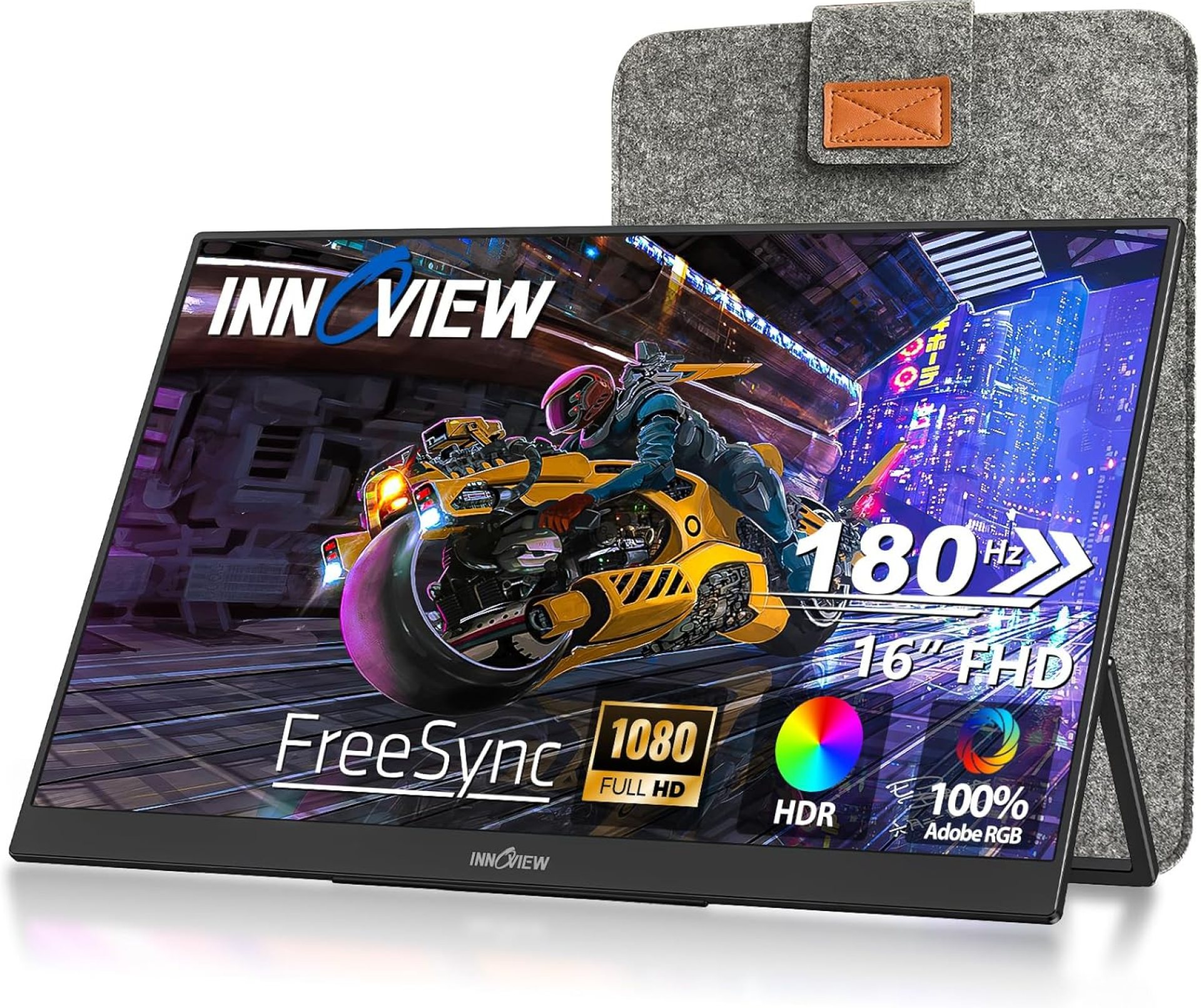 InnoView Portable Monitor, 16″ 1200P FHD 180Hz 100% sRGB, Portable Gaming Monitor with Sleeve, USB-C Mini HDMI Portable Laptop Monitors for Laptop, Phones, MacBook, Tablet, PS4/5, Switch, Xbox InnoView Portable Monitor, 16″ 1200P FHD 180Hz 100% sRGB, Portable Gaming Monitor with Sleeve, USB-C Mini HDMI Portable Laptop Monitors for Laptop, Phones, MacBook, Tablet, PS4/5, Switch, Xbox