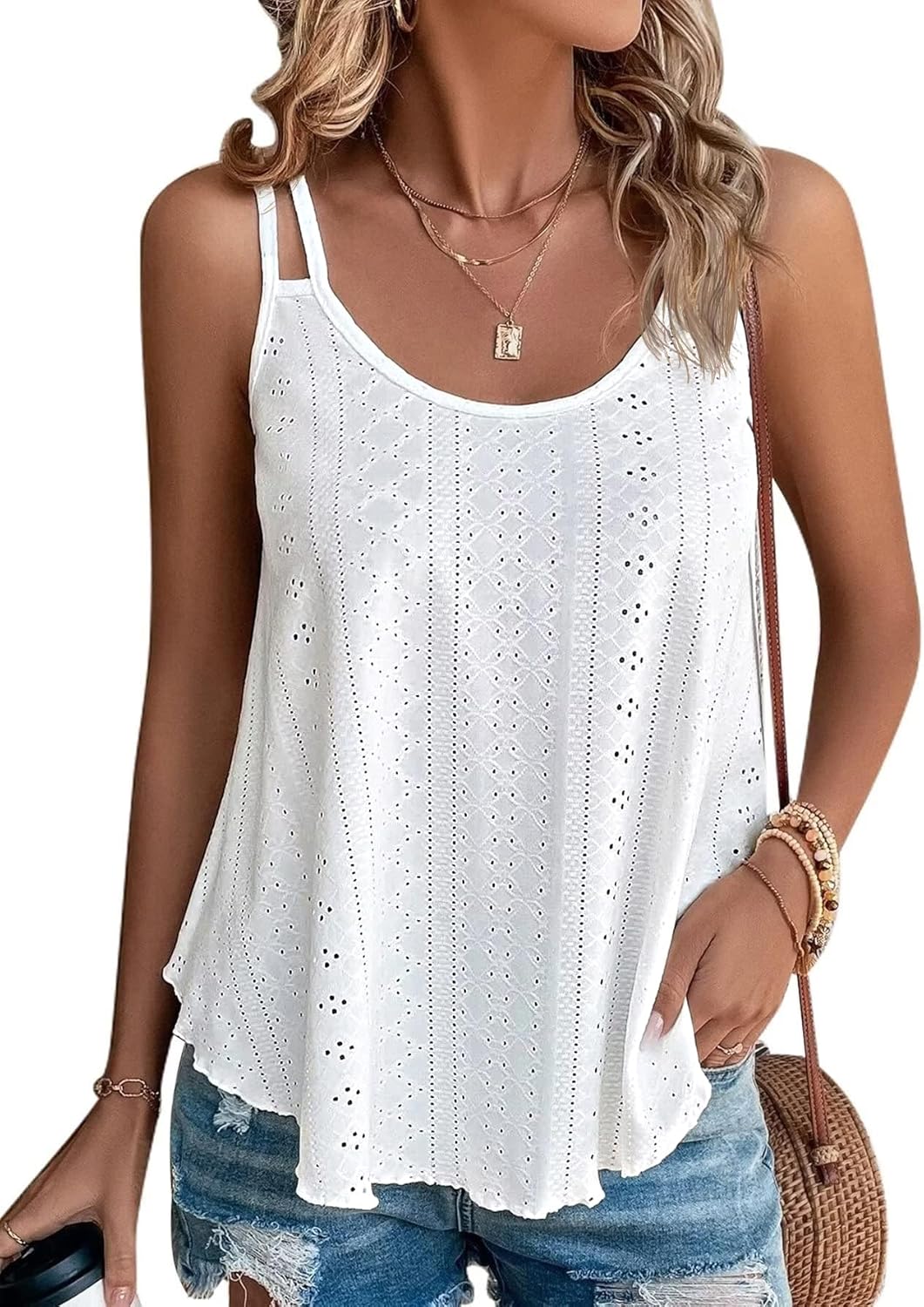 ATHMILE Women’s Tank Tops Sleeveless Summer Top Spaghetti Strap Spring Shirt Loose Fit Beach Vacation 2025 Casual ATHMILE Women’s Tank Tops Sleeveless Summer Top Spaghetti Strap Spring Shirt Loose Fit Beach Vacation 2025 Casual