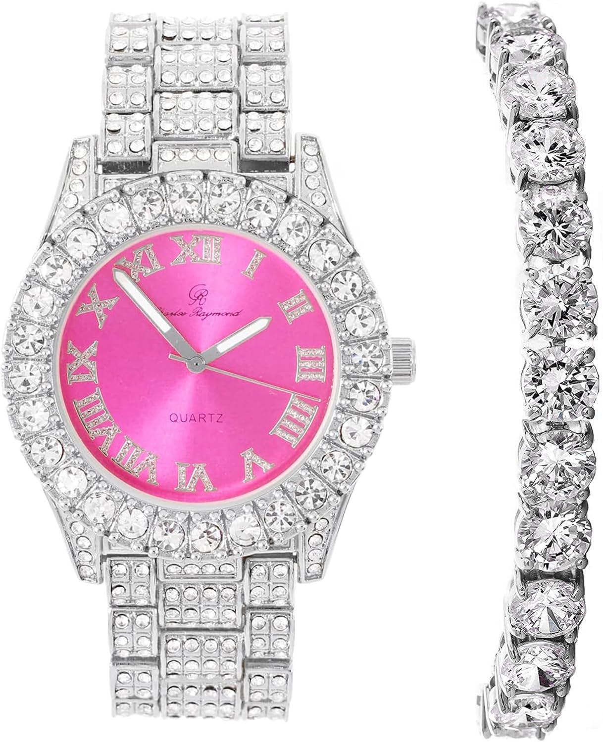 Charles Raymond Women’s Big Rocks Bezel Colored Dial with Roman Numerals Fully Iced Out Watch – ST10327LA Charles Raymond Women’s Big Rocks Bezel Colored Dial with Roman Numerals Fully Iced Out Watch – ST10327LA
