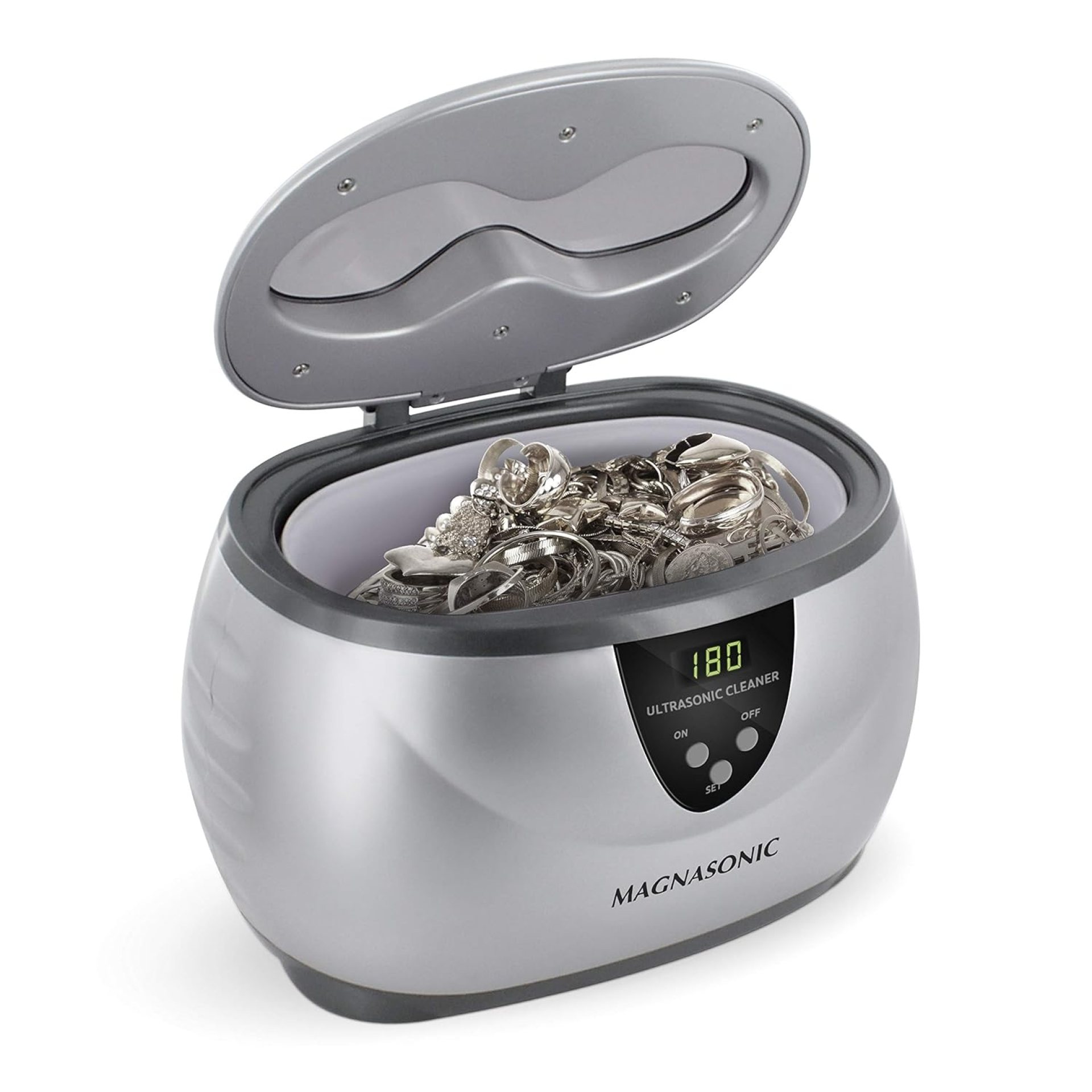 Magnasonic Professional Ultrasonic Jewelry Cleaner Machine, 20oz Stainless Steel Tank, Digital Timer, 5 Cleaning Modes, 42kHz Strength for Rings, Necklaces, Glasses, Watches, Dentures, Tools (MGUC500) Magnasonic Professional Ultrasonic Jewelry Cleaner Machine, 20oz Stainless Steel Tank, Digital Timer, 5 Cleaning Modes, 42kHz Strength for Rings, Necklaces, Glasses, Watches, Dentures, Tools (MGUC500)