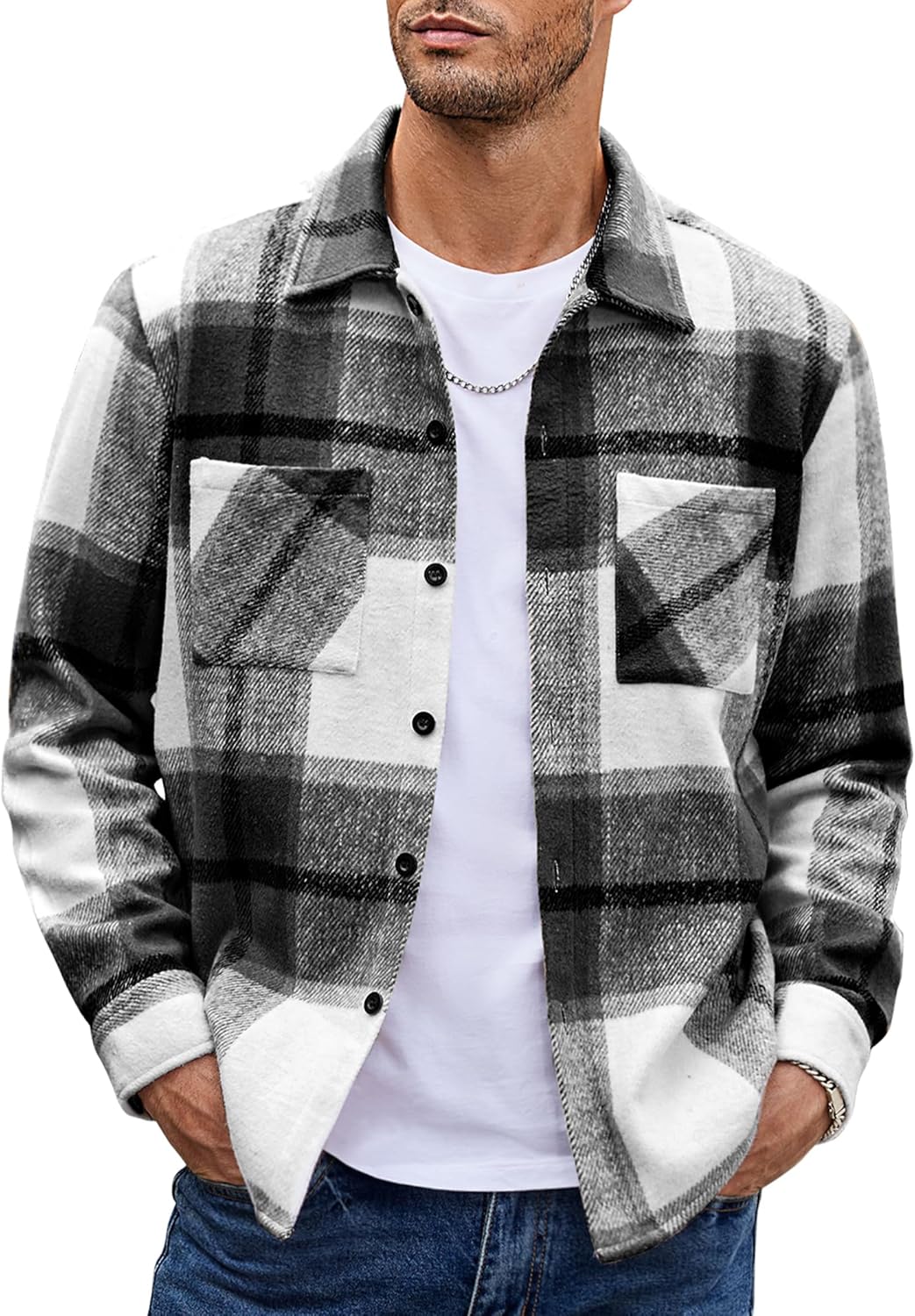 COOFANDY Men’s Flannel Shirts Casual Button Down Plaid Shirt Jacket Long Sleeve Fleece Shacket with Pockets COOFANDY Men’s Flannel Shirts Casual Button Down Plaid Shirt Jacket Long Sleeve Fleece Shacket with Pockets