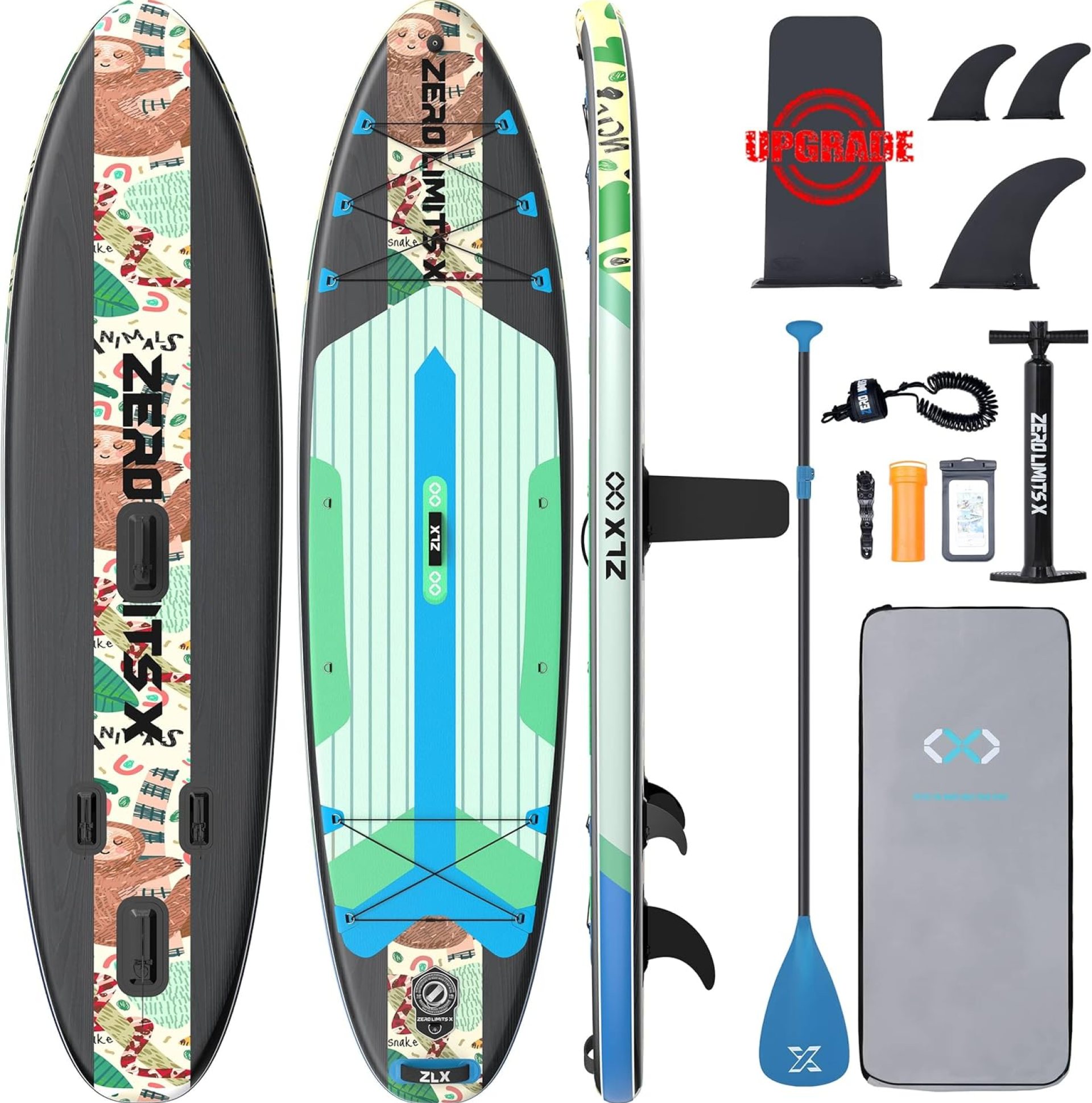 ZLX 10’6″ x 33″ Inflatable Stand Up Paddle Board SUP Board for All Skill Levels Youth & Adults Wide Stable Non-Slip Deck, Adjustable Paddle, Leash and Carry Bag, Gift Ideas ZLX 10’6″ x 33″ Inflatable Stand Up Paddle Board SUP Board for All Skill Levels Youth & Adults Wide Stable Non-Slip Deck, Adjustable Paddle, Leash and Carry Bag, Gift Ideas