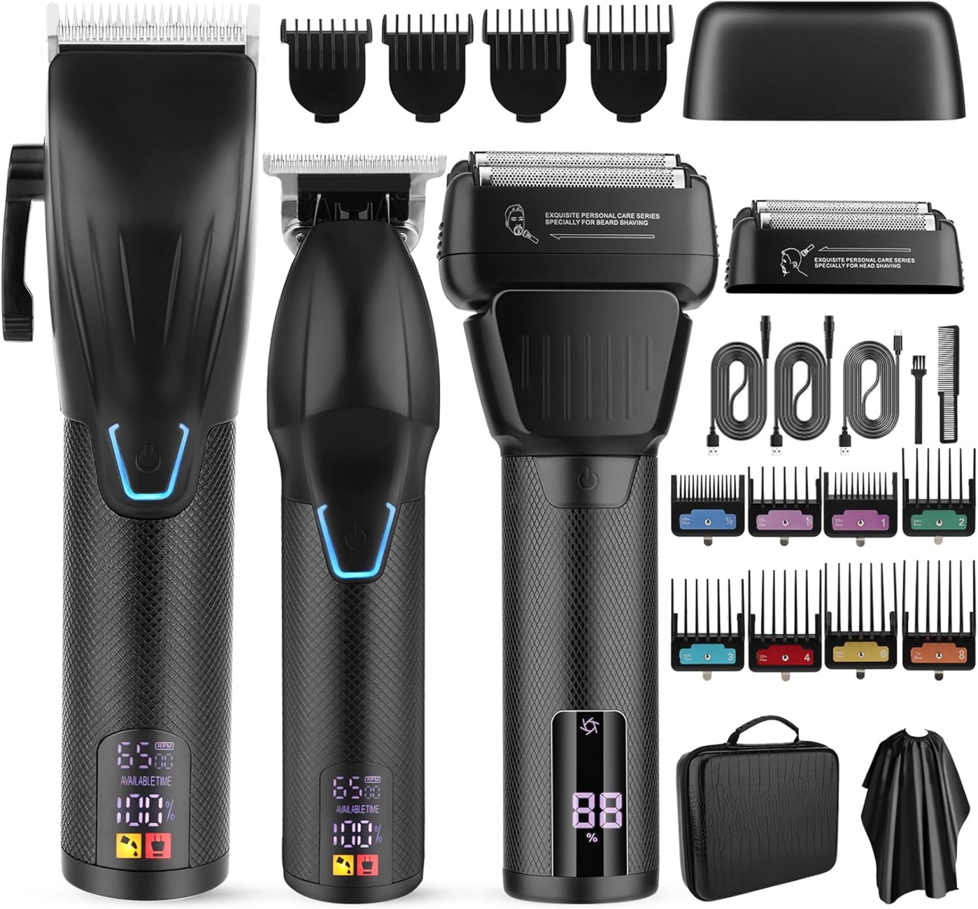 Hair Clippers for Men Professional, Professional Barber Clippers and Trimmer Set Electric Razor Foil Shavers for Men Cordless Clippers for Hair Cutting, LCD Display/Travel Case, Gifts for Men Hair Clippers for Men Professional, Professional Barber Clippers and Trimmer Set Electric Razor Foil Shavers for Men Cordless Clippers for Hair Cutting, LCD Display/Travel Case, Gifts for Men