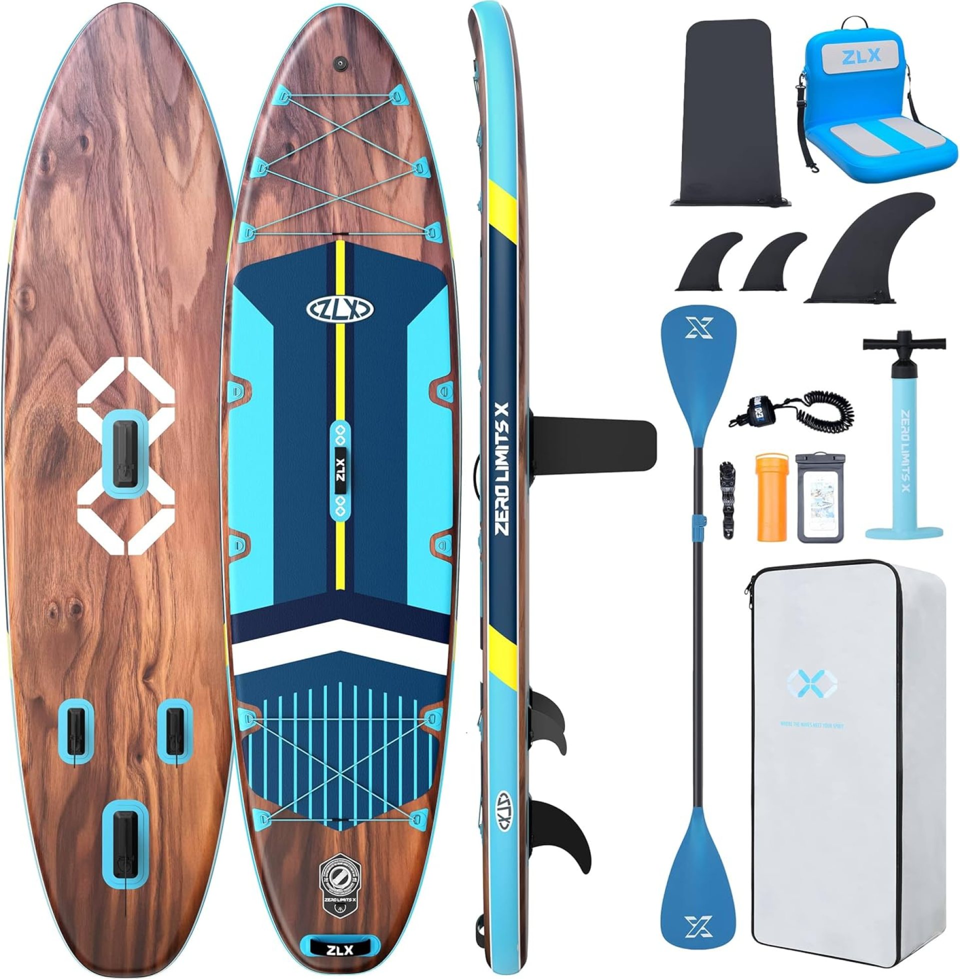ZLX Inflatable Stand Up Paddle Board for Adults & Youth, 11’6 x 35 Super Wide SUP with Patented Balance Fin, Non-Slip Deck, Hand Pump, Carry Bag & Adjustable Paddle | All Skill Levels | Gift Ideas ZLX Inflatable Stand Up Paddle Board for Adults & Youth, 11’6 x 35 Super Wide SUP with Patented Balance Fin, Non-Slip Deck, Hand Pump, Carry Bag & Adjustable Paddle | All Skill Levels | Gift Ideas