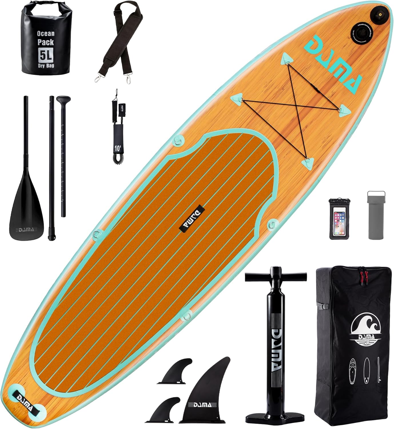 DAMA 9’6″/10’6″/11′ Inflatable Stand Up Paddle Board, Yoga Board, Camera Seat, Floating Paddle, Hand Pump, Board Carrier, Waterproof Bag, Drop Stitch, Traveling Board for Surfing DAMA 9’6″/10’6″/11′ Inflatable Stand Up Paddle Board, Yoga Board, Camera Seat, Floating Paddle, Hand Pump, Board Carrier, Waterproof Bag, Drop Stitch, Traveling Board for Surfing