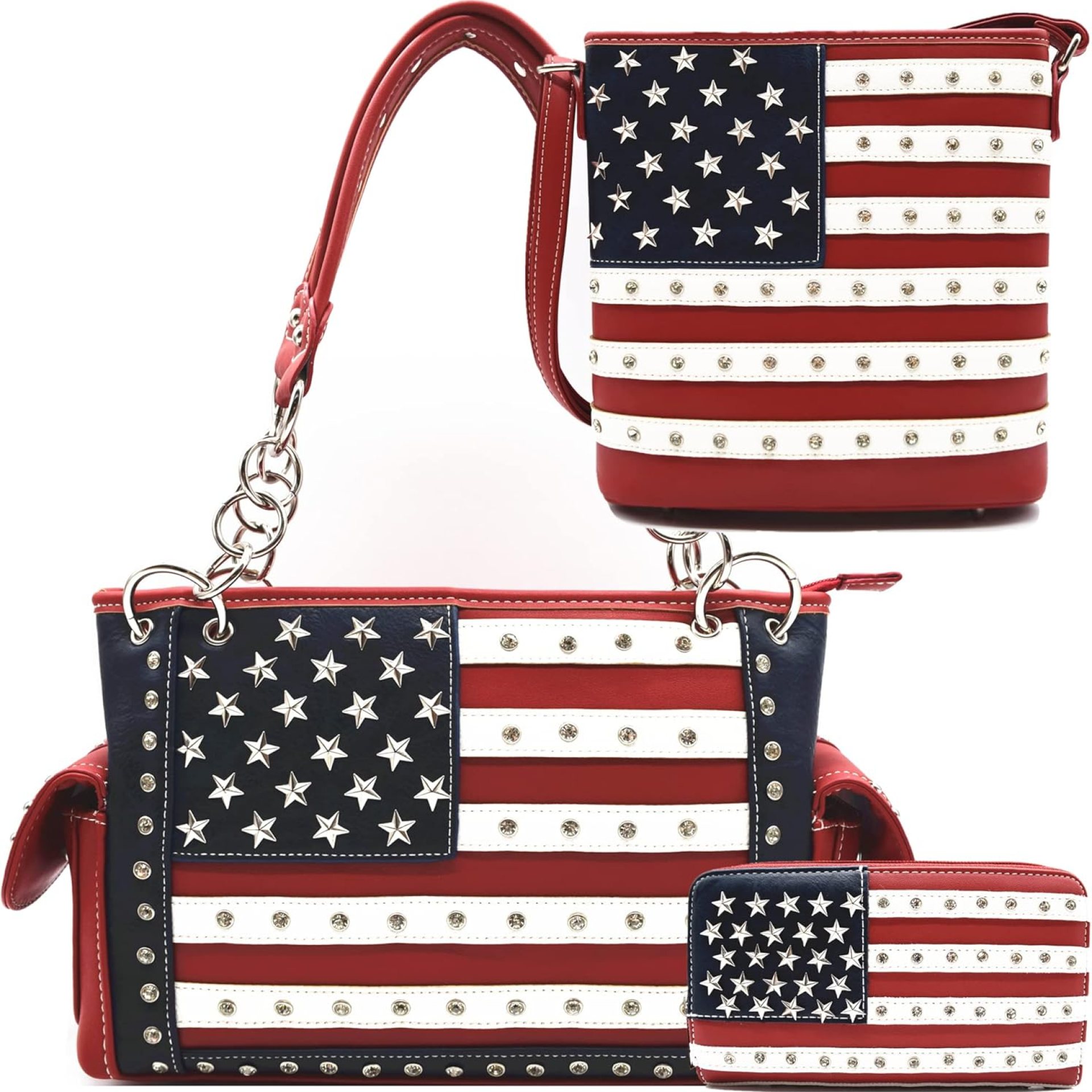 American Flag USA Concealed Carry Purse Handbag Stars and Stripe Women Shoulder Bag Crossbody Wallet Red American Flag USA Concealed Carry Purse Handbag Stars and Stripe Women Shoulder Bag Crossbody Wallet Red