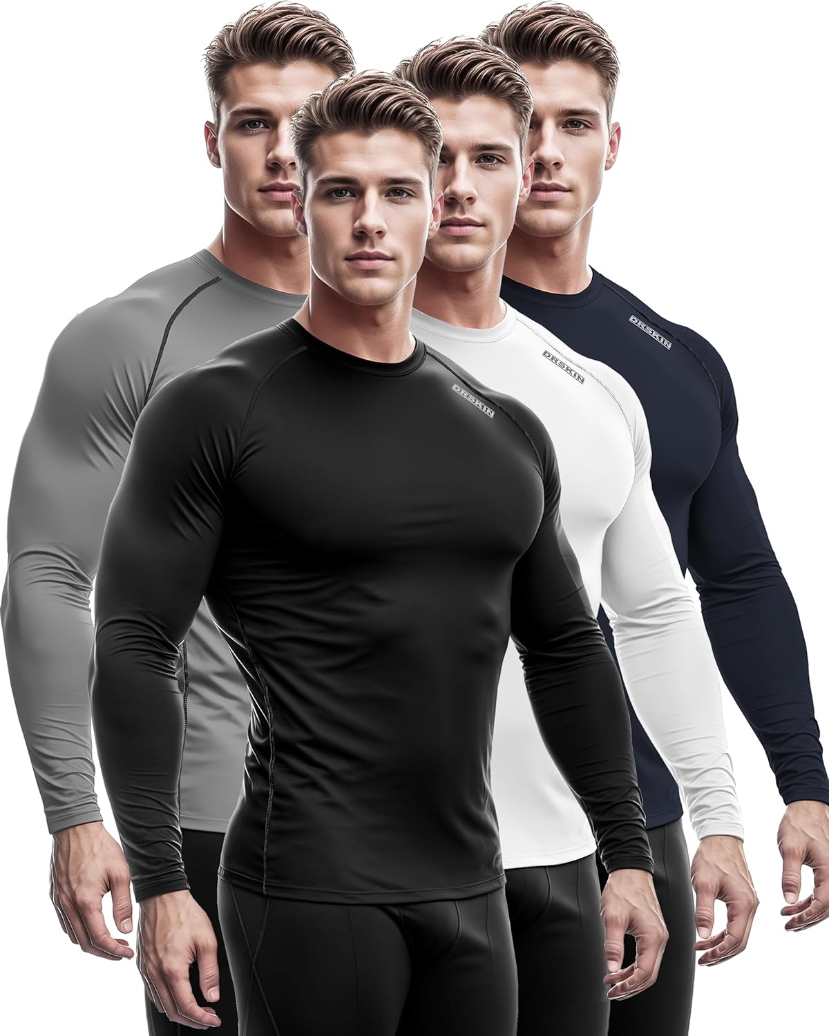 DRSKIN 4, 3, 2 or 1 Pack Men’s Compression Shirts Top Long Sleeve Sports Baselayer Workout Running Athletic Active DRSKIN 4, 3, 2 or 1 Pack Men’s Compression Shirts Top Long Sleeve Sports Baselayer Workout Running Athletic Active