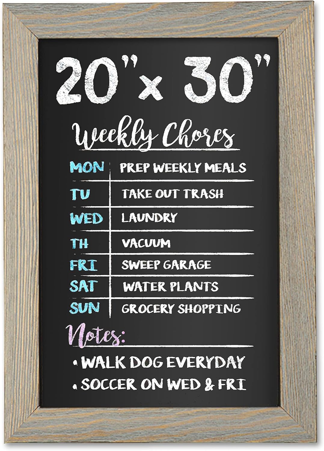 Ilyapa Rustic Wooden Magnetic Kitchen Chalkboard Sign – 20×30 Inch Graywash Framed Wall Hanging Chalk Board for Farmhouse Decor, Wedding, Restaurant Menu & Home Ilyapa Rustic Wooden Magnetic Kitchen Chalkboard Sign – 20×30 Inch Graywash Framed Wall Hanging Chalk Board for Farmhouse Decor, Wedding, Restaurant Menu & Home