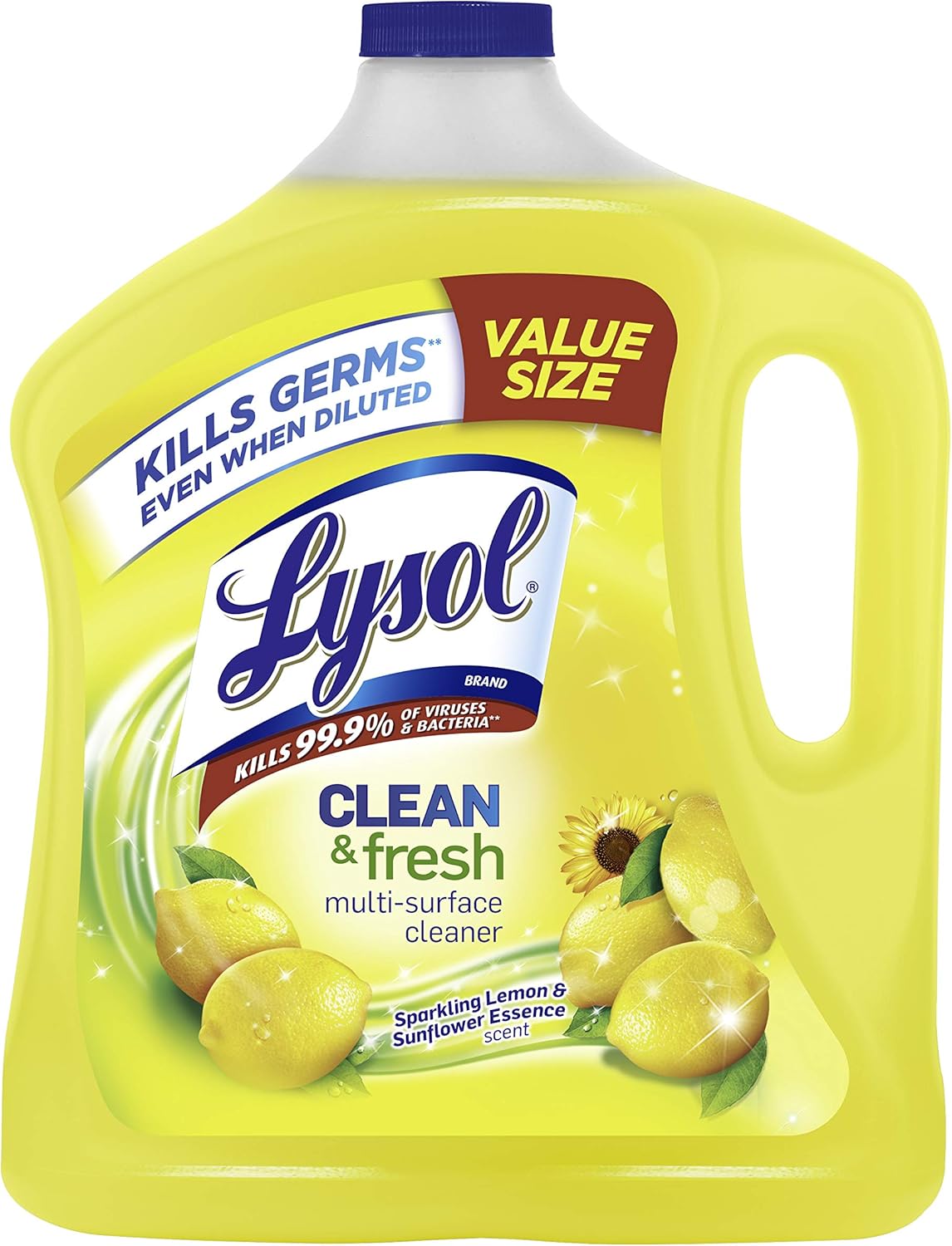 Lysol Multi-Surface Cleaner, Sanitizing and Disinfecting Pour, to Clean and Deodorize, Sparkling Lemon and Sunflower Essence, 90 Fl Oz Lysol Multi-Surface Cleaner, Sanitizing and Disinfecting Pour, to Clean and Deodorize, Sparkling Lemon and Sunflower Essence, 90 Fl Oz