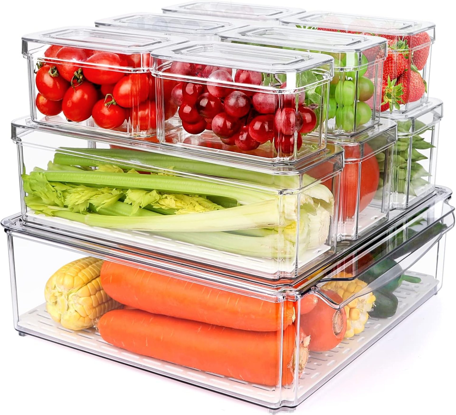 10 Pack Refrigerator Pantry Organizer Bins, Stackable Fridge Organizer Bins with Lids, Clear Plastic Food Storage Bins for Kitchen, Countertops, Cabinets, Fridge, Drinks, Fruits, Vegetable, Cereals 10 Pack Refrigerator Pantry Organizer Bins, Stackable Fridge Organizer Bins with Lids, Clear Plastic Food Storage Bins for Kitchen, Countertops, Cabinets, Fridge, Drinks, Fruits, Vegetable, Cereals