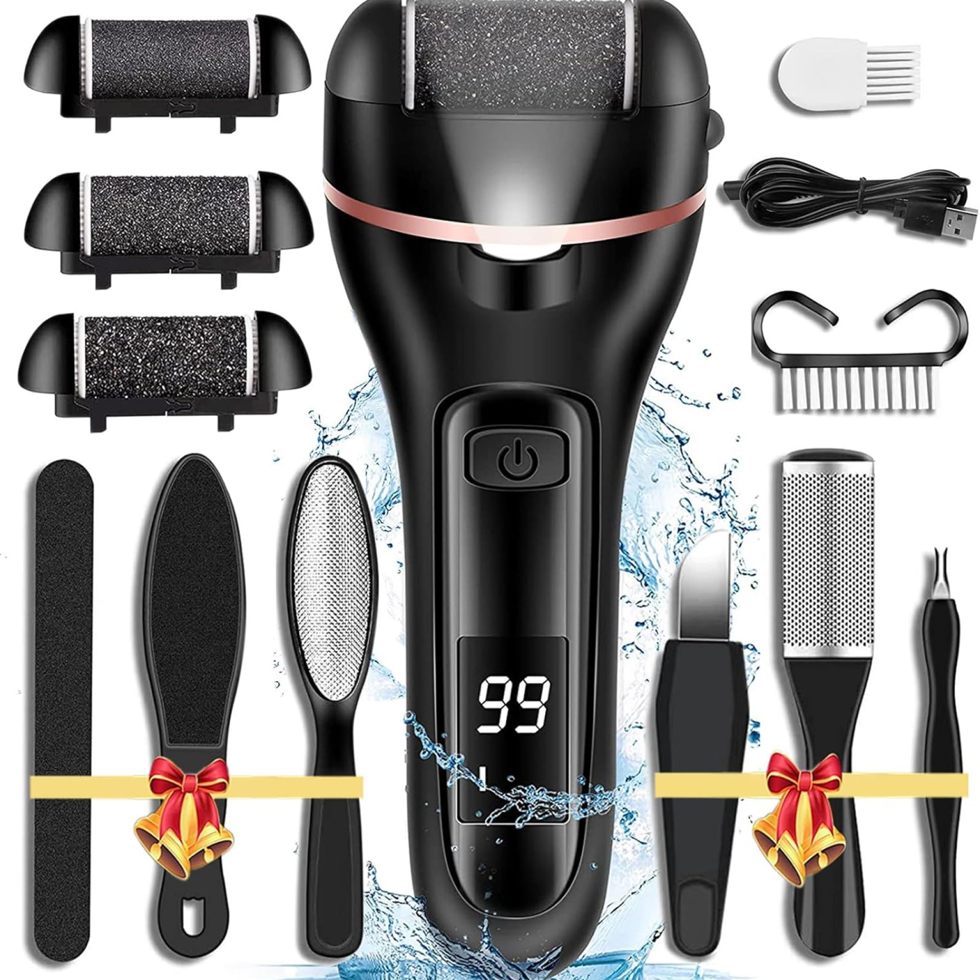 Callus Remover for Feet, 13-in-1 Professional Pedicure Tools Foot Care Kit, Foot Scrubber Electric Feet File Pedi for Hard Cracked Dry Dead Skin, 3 Rollers, 2 Speed, Battery Display (Black) Callus Remover for Feet, 13-in-1 Professional Pedicure Tools Foot Care Kit, Foot Scrubber Electric Feet File Pedi for Hard Cracked Dry Dead Skin, 3 Rollers, 2 Speed, Battery Display (Black)