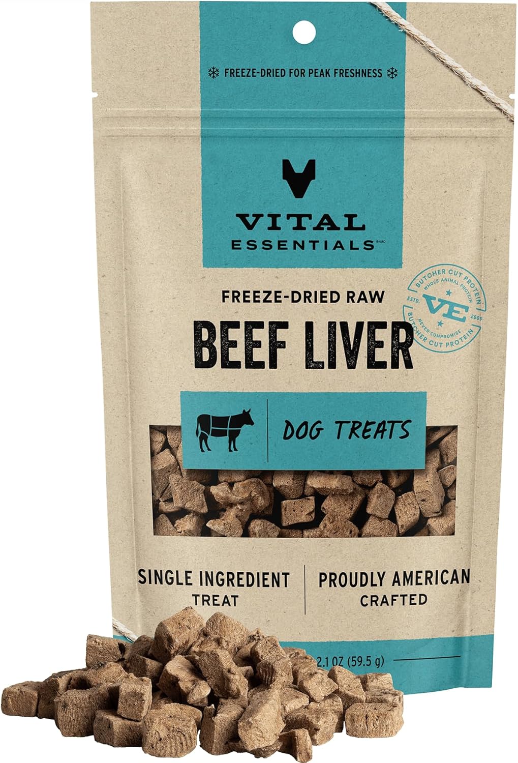 Vital Essentials Freeze Dried Raw Single Ingredient Dog Treats, Beef Liver, 2.1 oz | Premium Quality High Protein Training Treats | Grain Free, Gluten Free, Filler Free Vital Essentials Freeze Dried Raw Single Ingredient Dog Treats, Beef Liver, 2.1 oz | Premium Quality High Protein Training Treats | Grain Free, Gluten Free, Filler Free