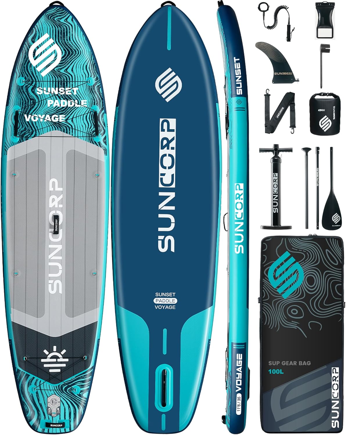 11.6’x35 x6 Inflatable Paddle Board, Extra Wide Stand-up Paddleboards, 450lbs Capacity, Inflatable SUP, Dual-Action Pump, 100L Backpack, 9 Plus Kits for Family, Fishing, Yoga&All Skill Levels 11.6’x35 x6 Inflatable Paddle Board, Extra Wide Stand-up Paddleboards, 450lbs Capacity, Inflatable SUP, Dual-Action Pump, 100L Backpack, 9 Plus Kits for Family, Fishing, Yoga&All Skill Levels