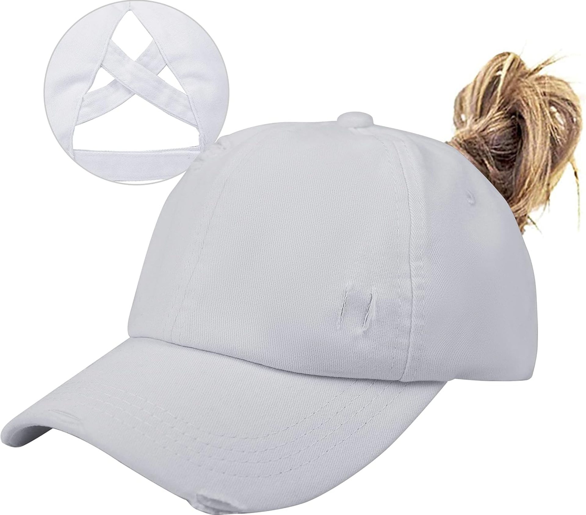 HGGE Women Ponytail Criss Cross High Messy Buns Ponycaps Baseball Cap Adjustable Cotton Distressed Dad Trucker Hat HGGE Women Ponytail Criss Cross High Messy Buns Ponycaps Baseball Cap Adjustable Cotton Distressed Dad Trucker Hat