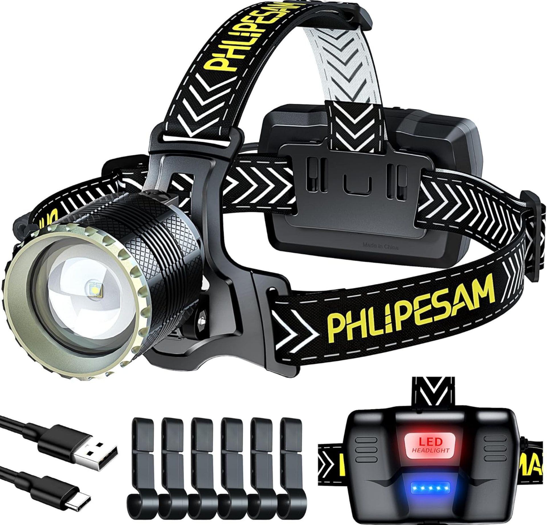 150000LM Super Bright LED Rechargeable Headlamp – IP68 Waterproof Headlamps with 60Hrs Standby, 115° Adjustable Rechargeable Head Lamp, 3 Powerful Modes for Camping, Hiking and Fishing 150000LM Super Bright LED Rechargeable Headlamp – IP68 Waterproof Headlamps with 60Hrs Standby, 115° Adjustable Rechargeable Head Lamp, 3 Powerful Modes for Camping, Hiking and Fishing