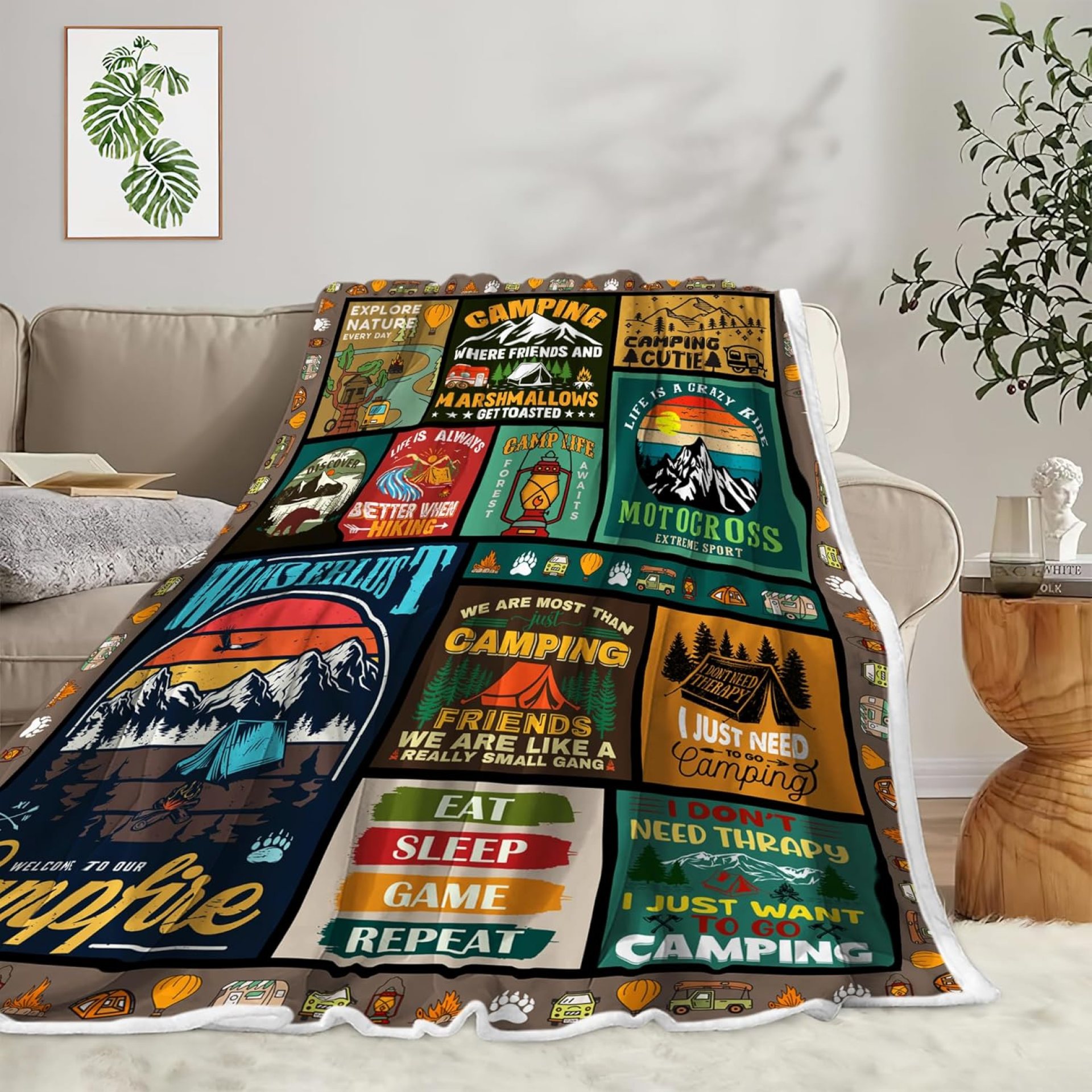 Camping Blanket, Camping Lovers Gift Ideas for Men or Woman, Super Soft Flannel Blankets Gifts for Bed Camper Outdoor, Campsite Outdoors RV Travel Hiking Sofa Couch Throw Blanket Camping Blanket, Camping Lovers Gift Ideas for Men or Woman, Super Soft Flannel Blankets Gifts for Bed Camper Outdoor, Campsite Outdoors RV Travel Hiking Sofa Couch Throw Blanket