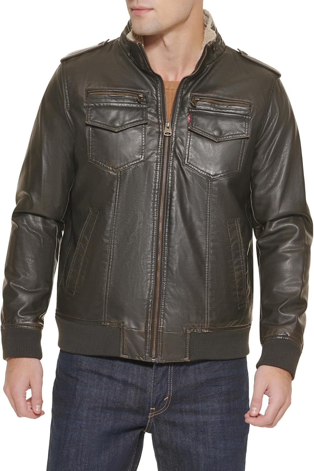 Levi’s Mens Faux Leather Aviator Bomber Jacket (Regular & Big & Tall Sizes) Levi’s Mens Faux Leather Aviator Bomber Jacket (Regular & Big & Tall Sizes)