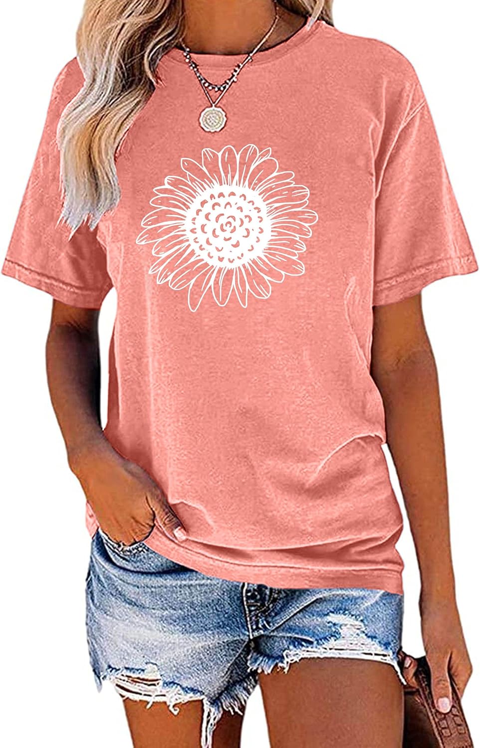 EADINVE Women’s Summer Short Sleeve Cute Sunflower Graphic Printed Tee Vintage T Shirt Cotton Tops Novelty Cool Shirts EADINVE Women’s Summer Short Sleeve Cute Sunflower Graphic Printed Tee Vintage T Shirt Cotton Tops Novelty Cool Shirts