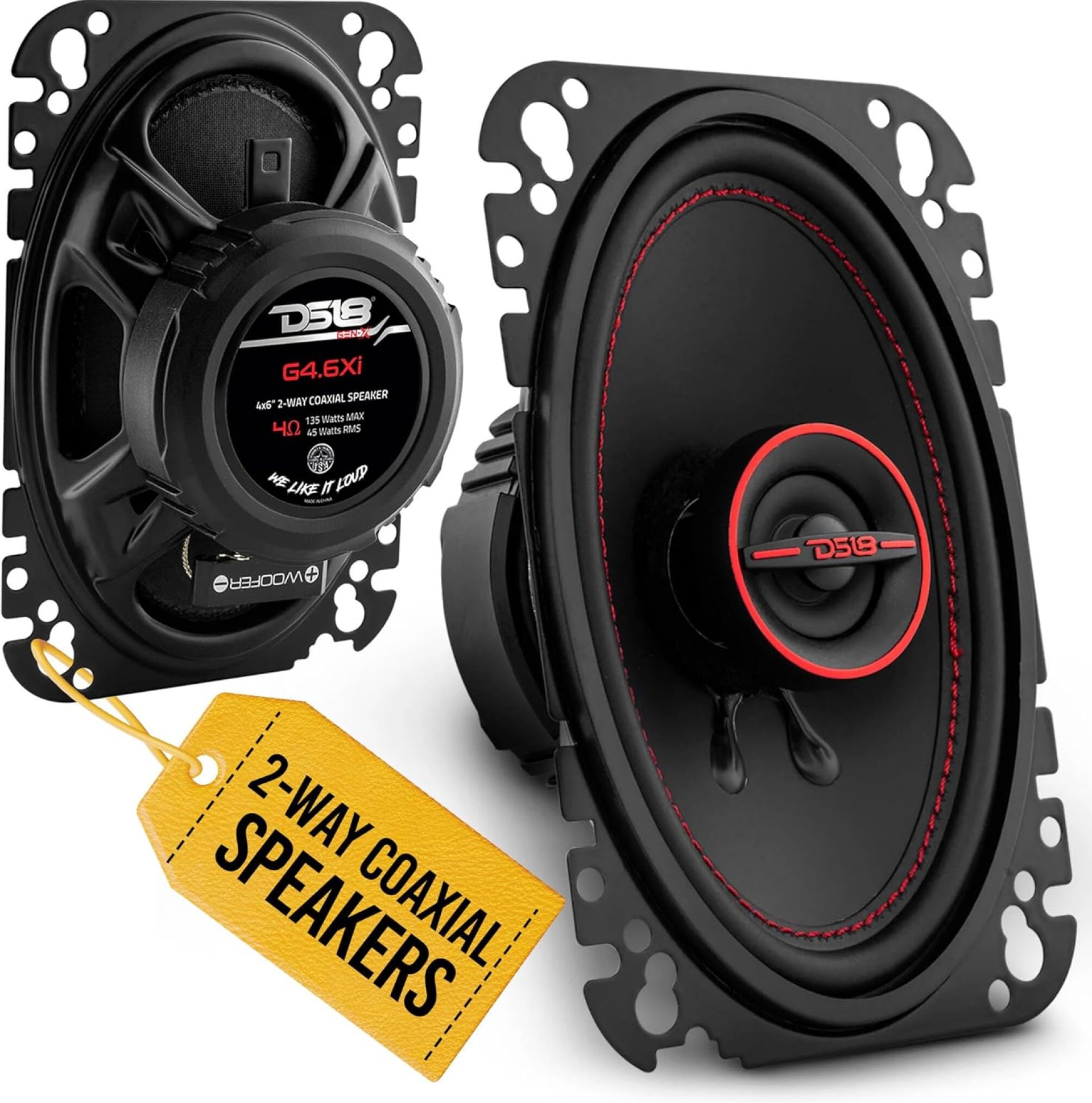 DS18 G4.6Xi GEN-X 4×6 2-Way Coaxial Speakers 135 Watts Max Power 45 Watts RMS 4-Ohm Mylar Dome Tweeters with Neodymium Magnet – Clarity Unparalled by Other Speakers in Their Class – 2 Speakers DS18 G4.6Xi GEN-X 4×6 2-Way Coaxial Speakers 135 Watts Max Power 45 Watts RMS 4-Ohm Mylar Dome Tweeters with Neodymium Magnet – Clarity Unparalled by Other Speakers in Their Class – 2 Speakers
