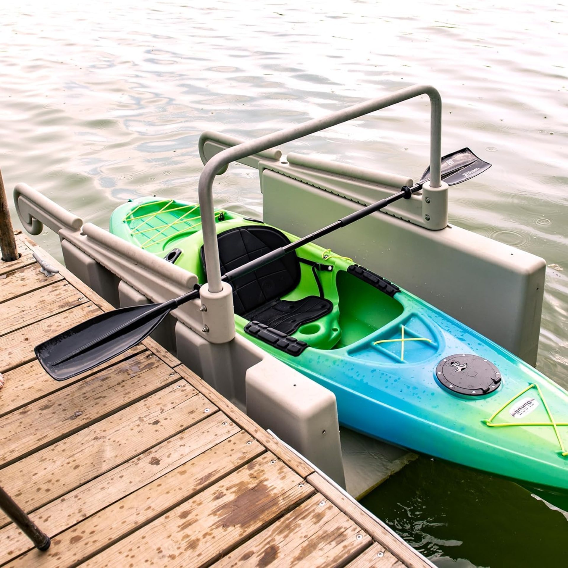Personal Kayak Launch Station to Safely Launch Kayaks, Canoes, and Stand Up Paddle Boards, for Fixed Docks, 85-Inch x 48-Inch x 50-Inch, Gray Personal Kayak Launch Station to Safely Launch Kayaks, Canoes, and Stand Up Paddle Boards, for Fixed Docks, 85-Inch x 48-Inch x 50-Inch, Gray