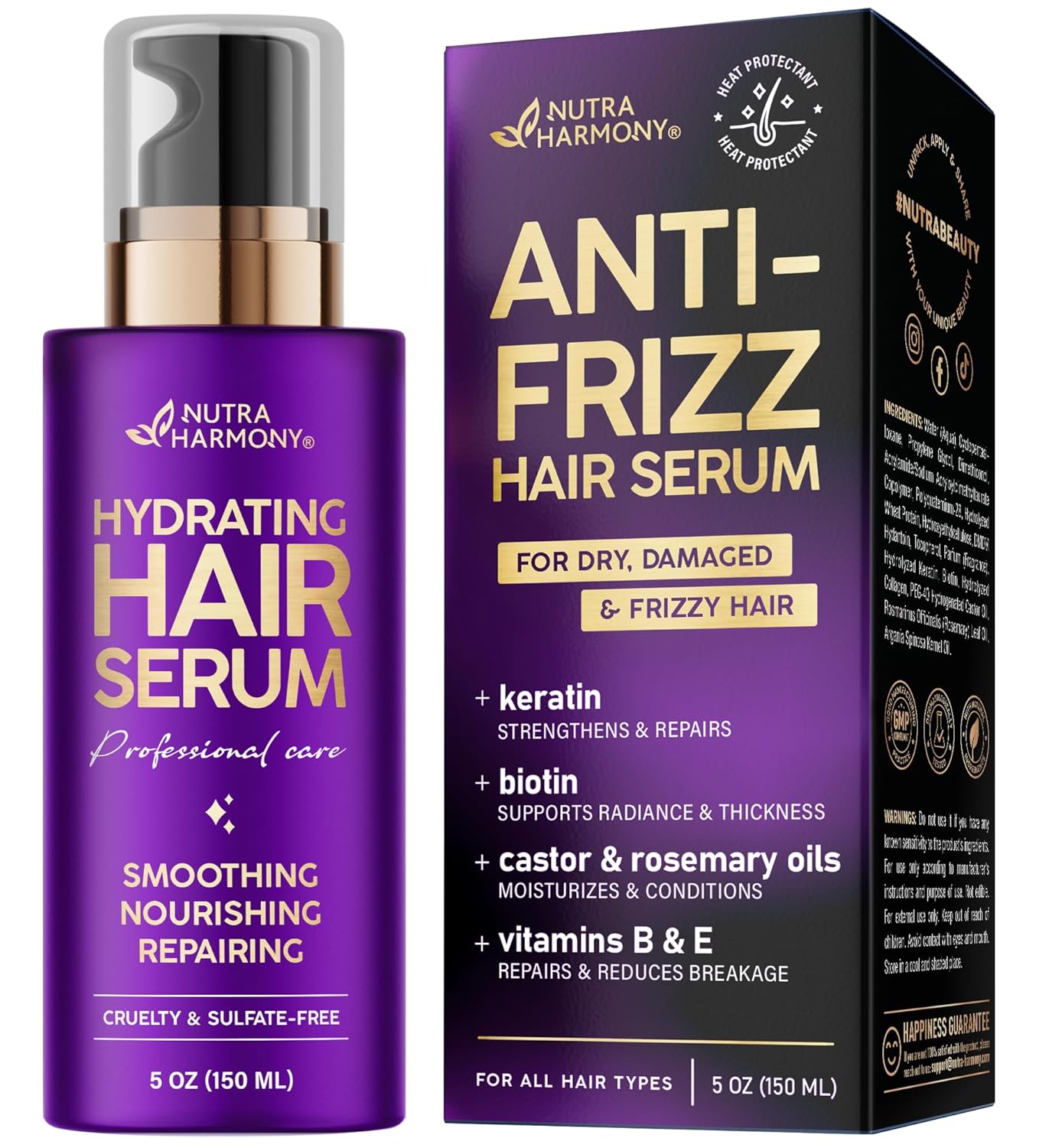 Hydrating Hair Serum for Frizzy and Damaged Hair – Keratin Hair Treatment for Dry Damaged Hair w/ Biotin, Castor Oil, Rosemary Oil, Hair Heat Protectant & Anti Frizz Hair Serum For Frizzy Hair, 5 Oz Hydrating Hair Serum for Frizzy and Damaged Hair – Keratin Hair Treatment for Dry Damaged Hair w/ Biotin, Castor Oil, Rosemary Oil, Hair Heat Protectant & Anti Frizz Hair Serum For Frizzy Hair, 5 Oz