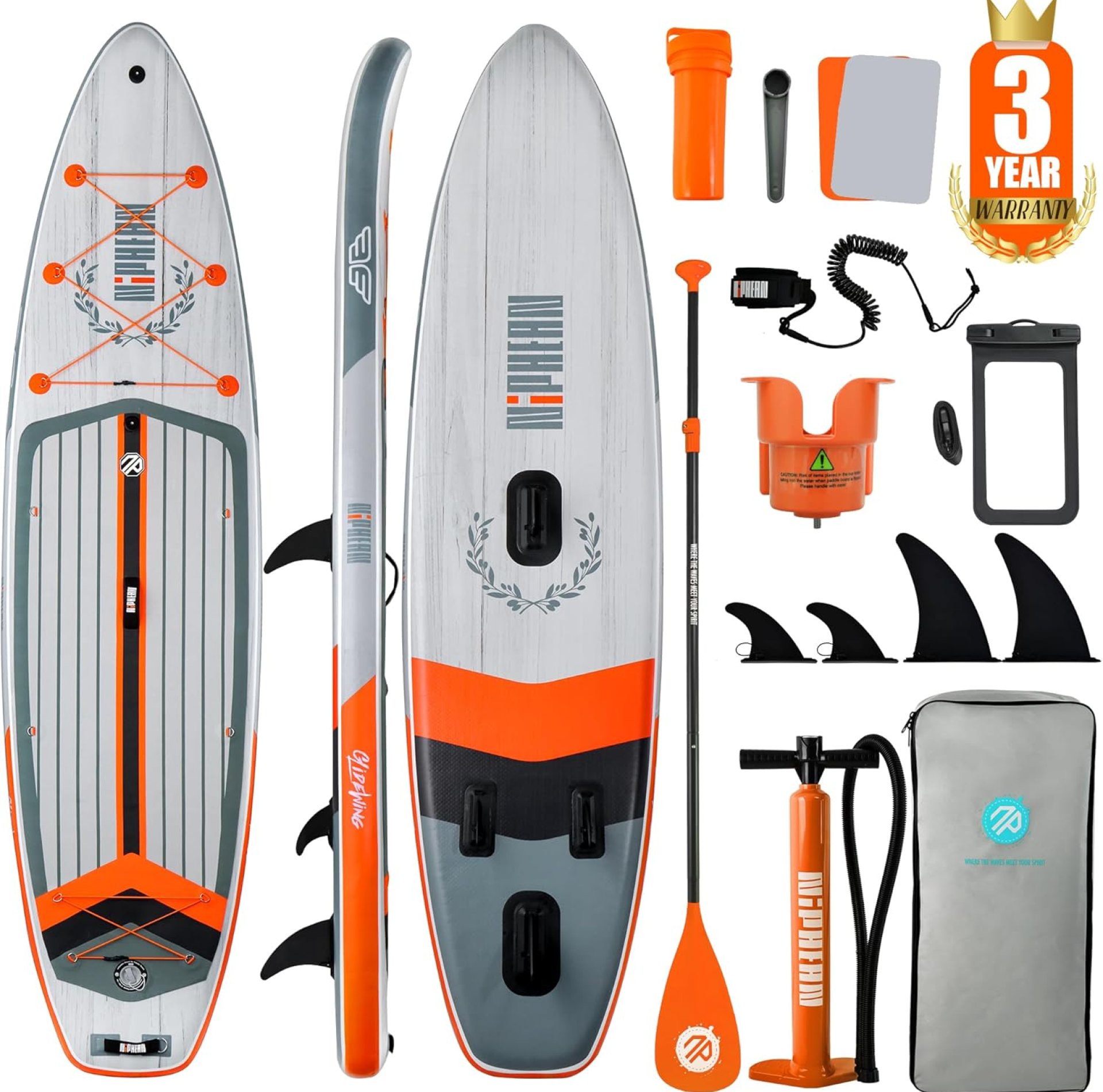Niphean (Extra Large) Inflatable Paddle Board, SUP for 2+1 People/Family, Stand Up Paddle Board with (Beginner Friendly) Balanced Wing, Waterproof Phone Pouch, Paddle Boards for Adults, Gift Ideas Niphean (Extra Large) Inflatable Paddle Board, SUP for 2+1 People/Family, Stand Up Paddle Board with (Beginner Friendly) Balanced Wing, Waterproof Phone Pouch, Paddle Boards for Adults, Gift Ideas