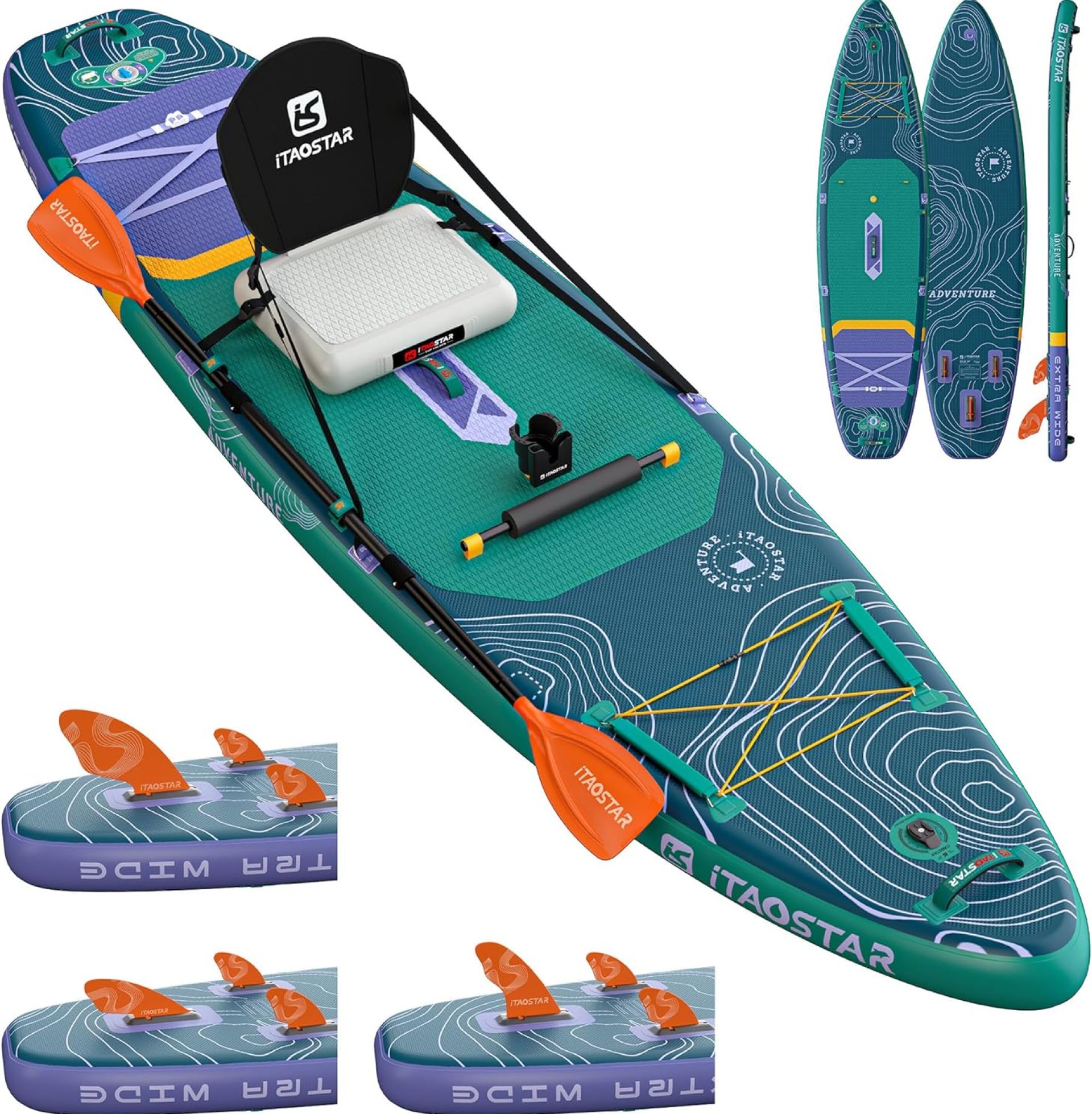 Adventure 12’×35″/39″ Extra Wide Paddle Board with Seat, One-stop Premium SUP Board Accessories, Tailored 5 Fins, Stable Inflatable Stand Up Paddle Boards for Youth/Adults of All Skill Levels Adventure 12’×35″/39″ Extra Wide Paddle Board with Seat, One-stop Premium SUP Board Accessories, Tailored 5 Fins, Stable Inflatable Stand Up Paddle Boards for Youth/Adults of All Skill Levels