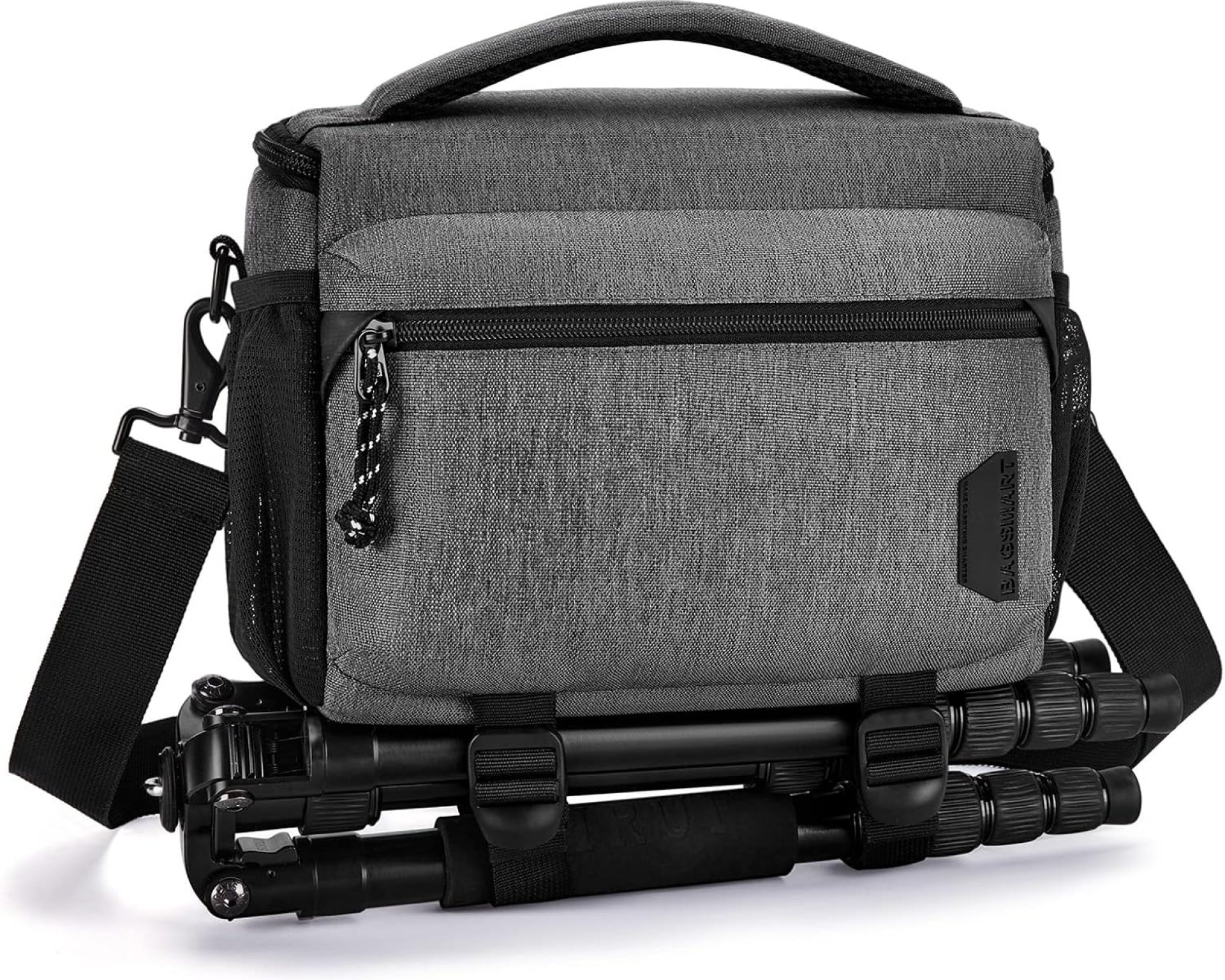BAGSMART Small Camera Bag for Photographers, Compact Camera Shoulder Bags for DSLR/SLR/Mirrorless Cameras, Waterproof Crossbody Camera Case with Tripod Holder, Grey BAGSMART Small Camera Bag for Photographers, Compact Camera Shoulder Bags for DSLR/SLR/Mirrorless Cameras, Waterproof Crossbody Camera Case with Tripod Holder, Grey