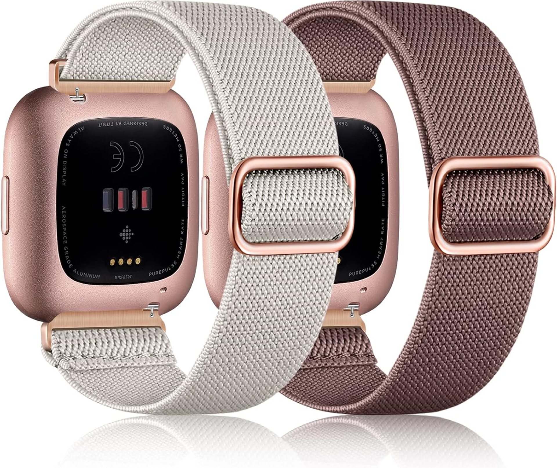 Elastic Bands Compatible with Fitbit Versa 2 /Versa/Versa Lite Women Men, Soft Adjustable Braided Nylon Breathable Sport Band for Versa Smartwatch Loop Stretchy Wristband, Dark Violet&Starlight Elastic Bands Compatible with Fitbit Versa 2 /Versa/Versa Lite Women Men, Soft Adjustable Braided Nylon Breathable Sport Band for Versa Smartwatch Loop Stretchy Wristband, Dark Violet&Starlight