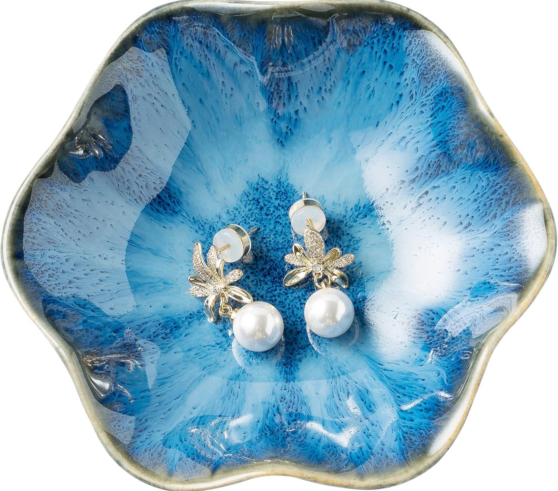 Jewelry Dish Tray, Ring Dish, Ceramic Trinket Tray, Key Bowl, Decorative Plate, for Friends Sisters Daughter Mother (Starry Blue) Jewelry Dish Tray, Ring Dish, Ceramic Trinket Tray, Key Bowl, Decorative Plate, for Friends Sisters Daughter Mother (Starry Blue)