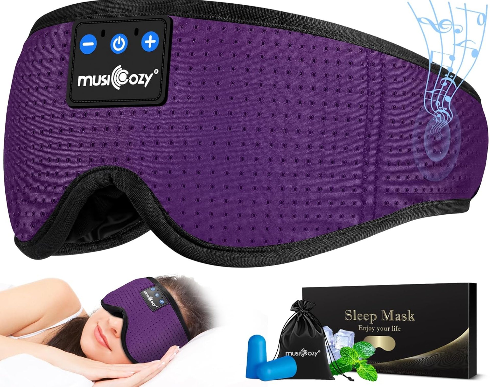 MUSICOZY Sleep Headphones Masks, Bluetooth Sleep Eye Mask for Sleeping for Side Sleepers, Sleeping Masks Headphones Wireless Music Mask Men Women with Speakers Cool Tech Gadgets Gifts(Purple) MUSICOZY Sleep Headphones Masks, Bluetooth Sleep Eye Mask for Sleeping for Side Sleepers, Sleeping Masks Headphones Wireless Music Mask Men Women with Speakers Cool Tech Gadgets Gifts(Purple)
