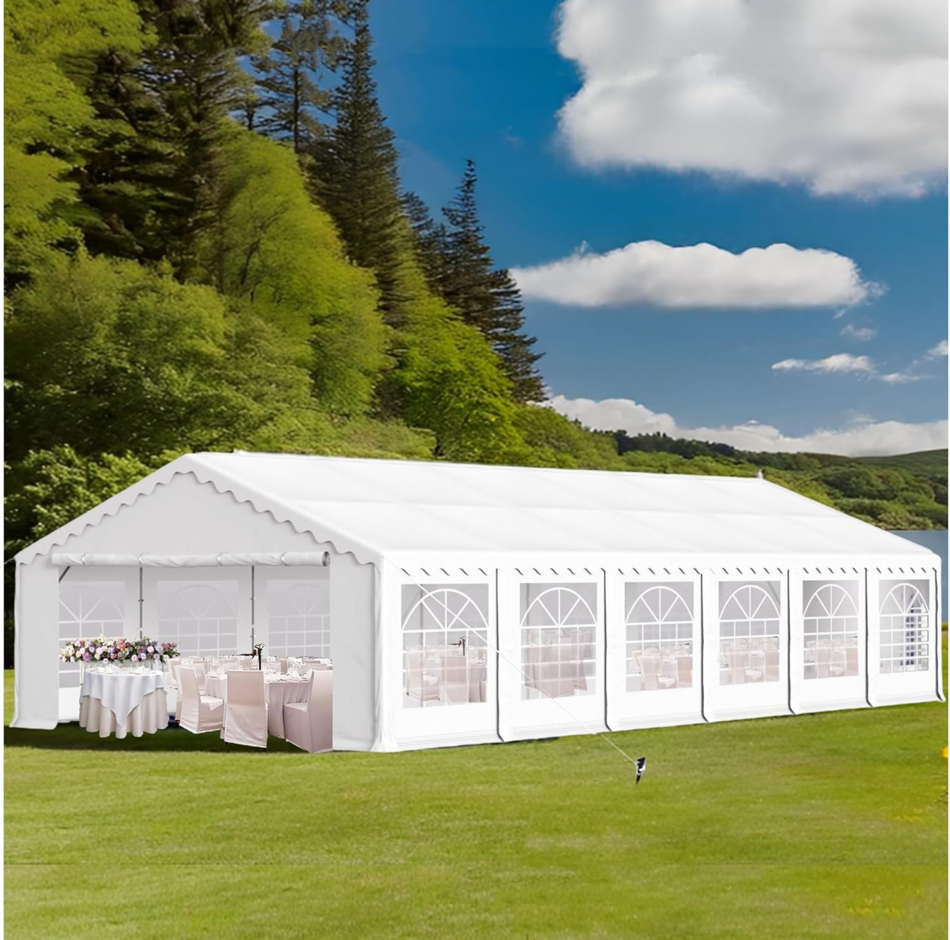 MFSTUDIO 20’x40′ Party Tent, Outdoor Heavy Duty Party Tents with Removable Sidewalls, Large Canopy Tent Shelter for Outdoor Events Wedding Birthday, White MFSTUDIO 20’x40′ Party Tent, Outdoor Heavy Duty Party Tents with Removable Sidewalls, Large Canopy Tent Shelter for Outdoor Events Wedding Birthday, White