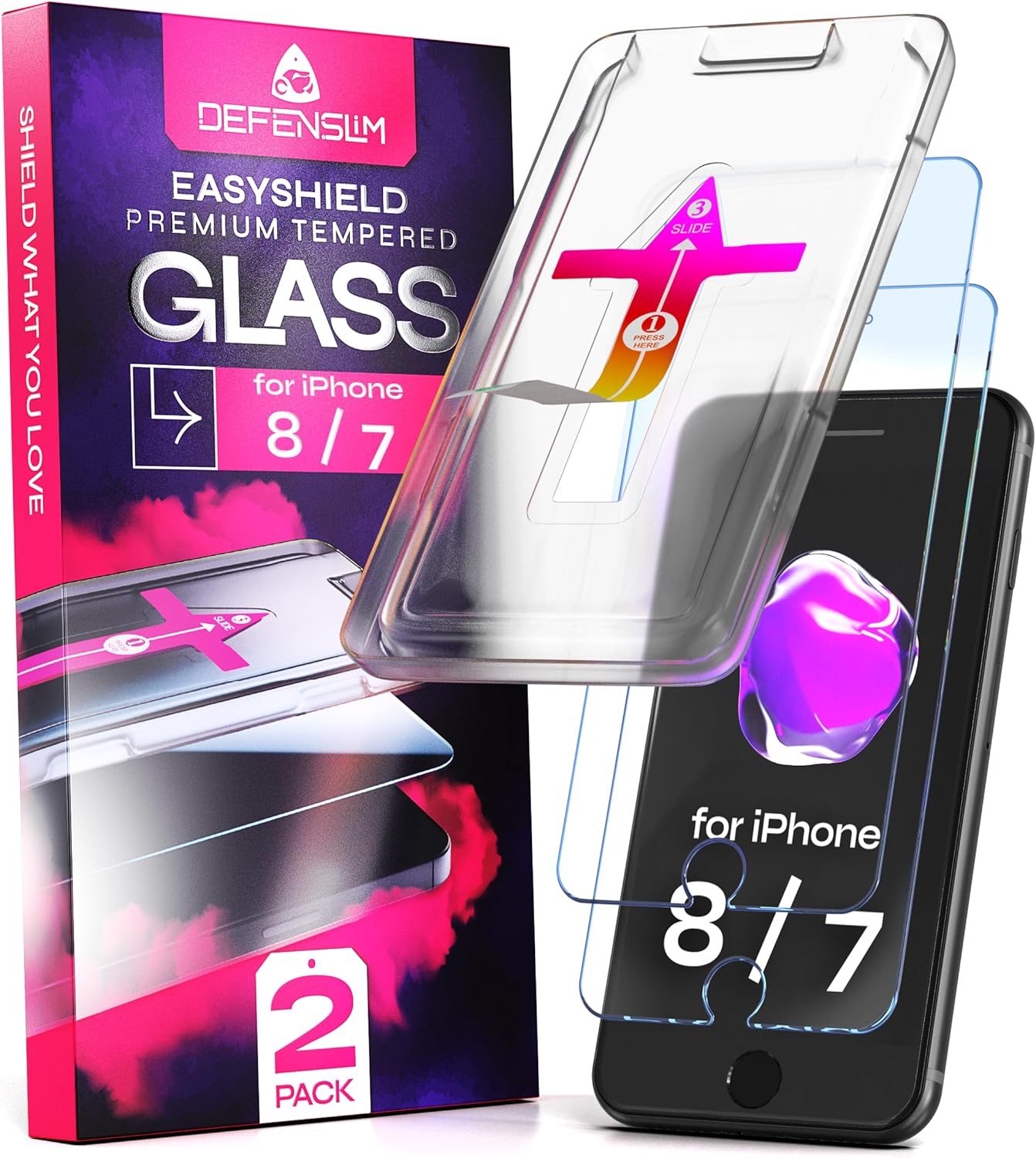 Screen Protector compatible with iPhone 8/7 (2Pack), Easy Auto-Align Install Kit, 4.7″ Tempered Glass, 9H Hardness, Ultra HD Clear, Case Friendly, EasyShield Screen Protector compatible with iPhone 8/7 (2Pack), Easy Auto-Align Install Kit, 4.7″ Tempered Glass, 9H Hardness, Ultra HD Clear, Case Friendly, EasyShield