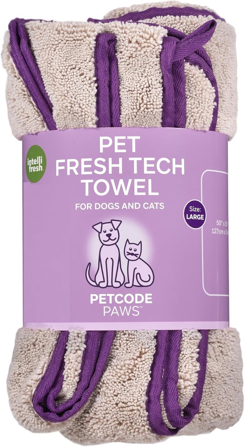 Fresh Tech Towel & Blanket – Stylish Sand Beige with Berry Purple Accents – Plush Dog Grooming Comfort – Ideal Pet Blanket for Couch, Bed & Outdoor Adventures – Large 50″ x 30″ Size Fresh Tech Towel & Blanket – Stylish Sand Beige with Berry Purple Accents – Plush Dog Grooming Comfort – Ideal Pet Blanket for Couch, Bed & Outdoor Adventures – Large 50″ x 30″ Size