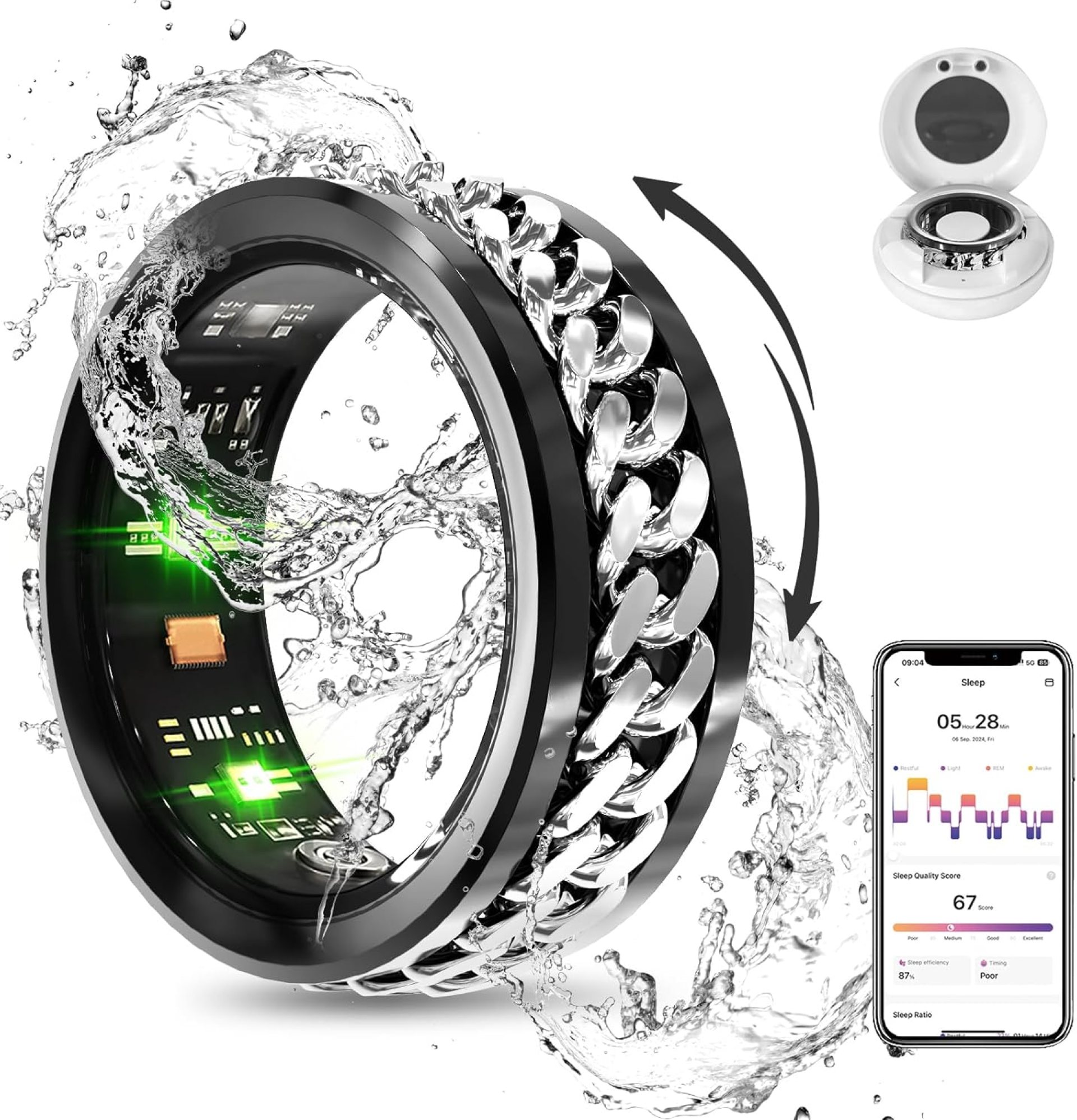 Smart Ring Fitness Tracker Ring – Health Sleep Heart Rate Blood Oxygen Blood Pressure Tracker,Stress relief, fashionable style,IP68, Compatible with iOS,Android, Remote Photograph, Family Care(11#) Smart Ring Fitness Tracker Ring – Health Sleep Heart Rate Blood Oxygen Blood Pressure Tracker,Stress relief, fashionable style,IP68, Compatible with iOS,Android, Remote Photograph, Family Care(11#)