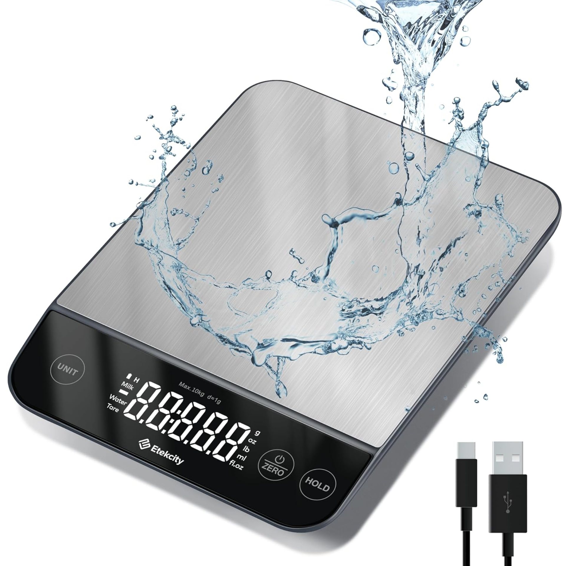 Etekcity Food Kitchen Scale 22lb, Digital Weight Grams and Oz for Weight Loss, Baking and Cooking, 0.05oz/1g Precise Graduation,5 Weight Units, IPX6 Waterproof, USB Rechargeable,304 Stainless Steel Etekcity Food Kitchen Scale 22lb, Digital Weight Grams and Oz for Weight Loss, Baking and Cooking, 0.05oz/1g Precise Graduation,5 Weight Units, IPX6 Waterproof, USB Rechargeable,304 Stainless Steel