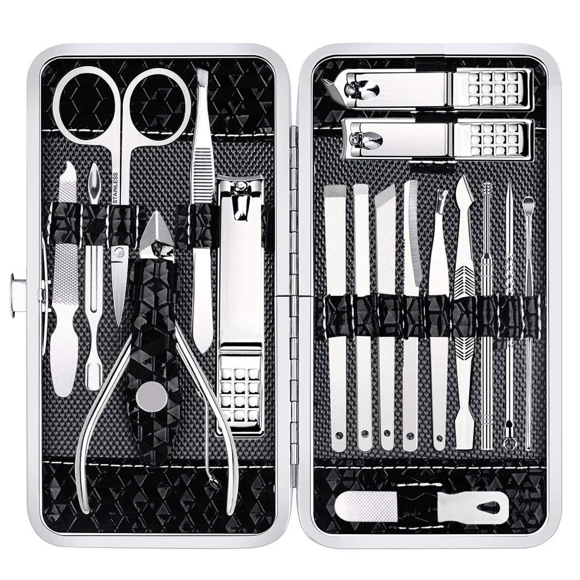 Nail Clippers Set Fingernail and Toenail Clipper Cutters, Manicure Pedicure Kit 18 Pieces Stainless Steel Professional Grooming Kits, Nail Care Tools with Luxurious Travel Case Nail Clippers Set Fingernail and Toenail Clipper Cutters, Manicure Pedicure Kit 18 Pieces Stainless Steel Professional Grooming Kits, Nail Care Tools with Luxurious Travel Case