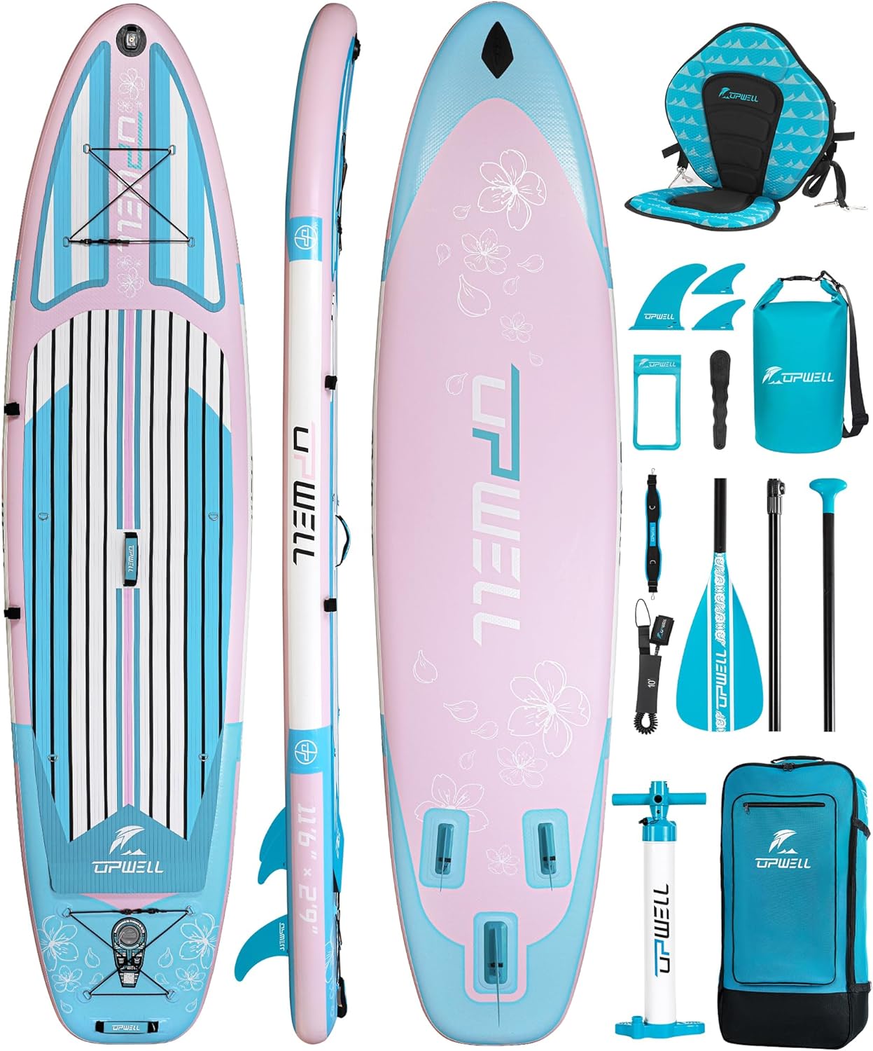 UPWELL 11’2″/11’6″ Inflatable Paddle Board, Stand Up Paddle Board for Youth & Adults, Stable Design, Premium SUP Accessories, Backpack, 10L Dry Bag, Paddle, Leash, Hand Pump, Fins UPWELL 11’2″/11’6″ Inflatable Paddle Board, Stand Up Paddle Board for Youth & Adults, Stable Design, Premium SUP Accessories, Backpack, 10L Dry Bag, Paddle, Leash, Hand Pump, Fins