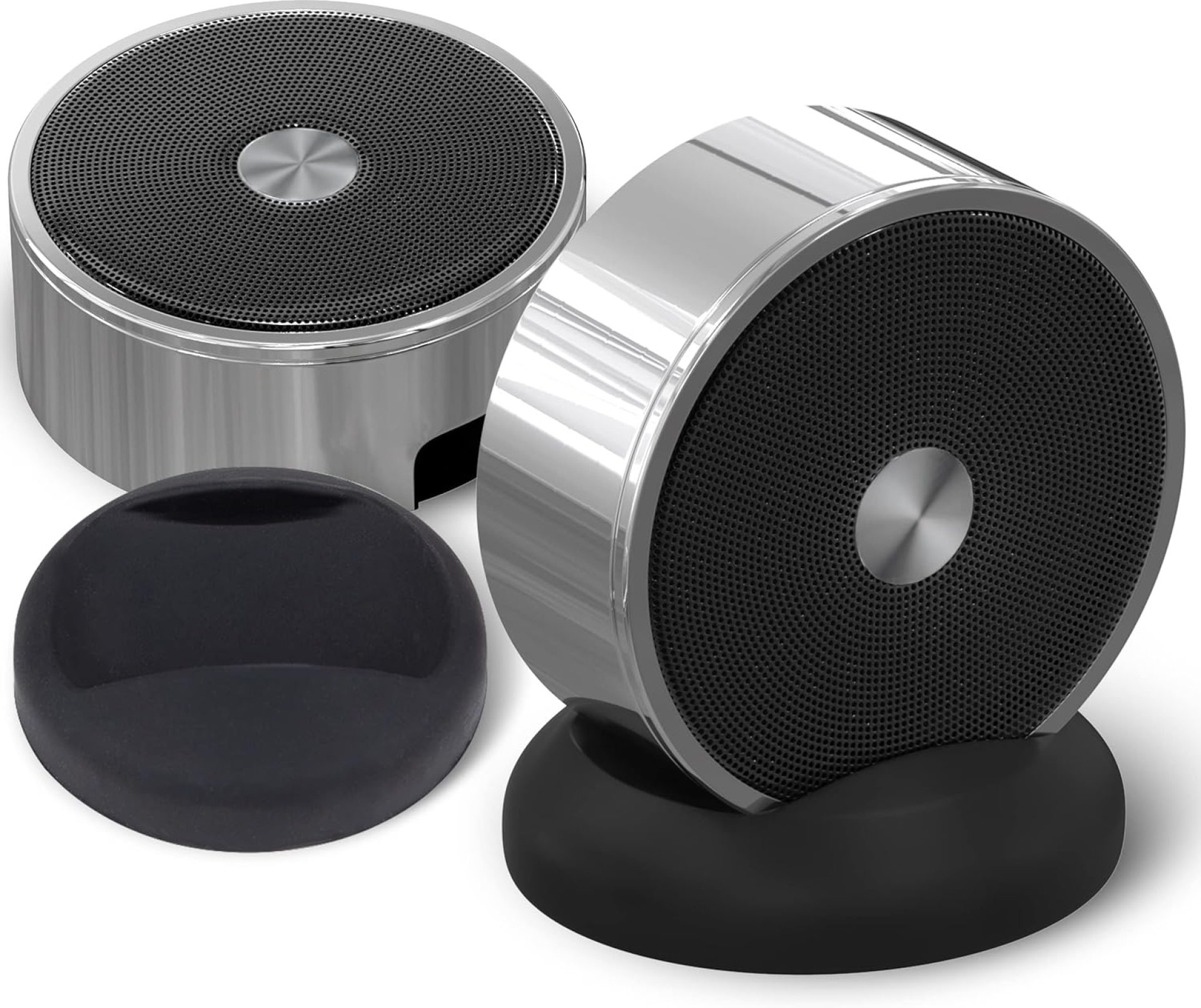 Bluetooth Speaker Set: Wireless Stereo Dual Pairing Portable Twin TWS System With Big Rich Bass Hi-Fi Multi-Room Indoor Outdoor Use Home Deck Pool Work Travel Party Camping Gift Decor Idea (Chrome) Bluetooth Speaker Set: Wireless Stereo Dual Pairing Portable Twin TWS System With Big Rich Bass Hi-Fi Multi-Room Indoor Outdoor Use Home Deck Pool Work Travel Party Camping Gift Decor Idea (Chrome)