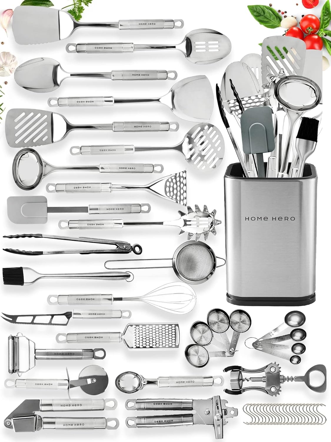 Home Hero 54 Pcs Stainless Steel Kitchen Utensils Set – Nonstick Stainless Steel Cooking Utensils Set – Heat Resistant Kitchen Essentials & Metal Kitchen Gadgets (54 Pcs) Home Hero 54 Pcs Stainless Steel Kitchen Utensils Set – Nonstick Stainless Steel Cooking Utensils Set – Heat Resistant Kitchen Essentials & Metal Kitchen Gadgets (54 Pcs)