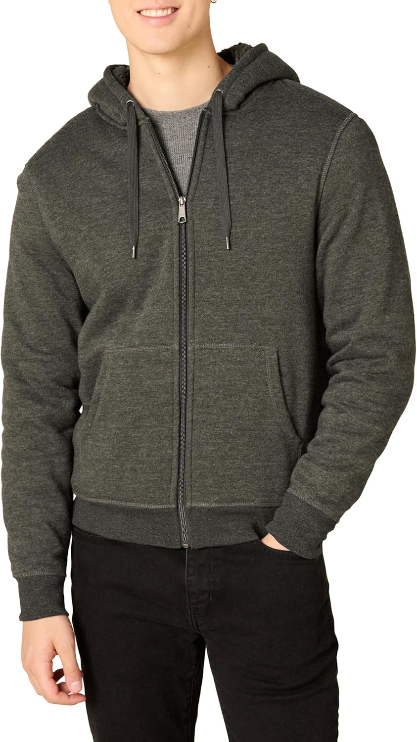 Amazon Essentials Hoodie For Men, Sherpa-Lined Full-Zip Fleece Sweatshirt Amazon Essentials Hoodie For Men, Sherpa-Lined Full-Zip Fleece Sweatshirt