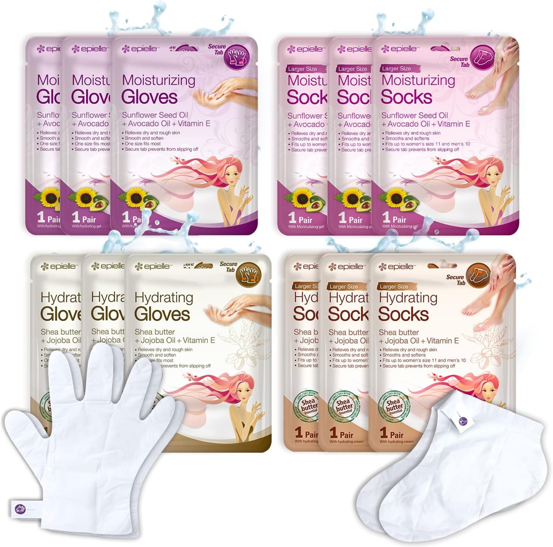 Epielle Hydrating & Moisturizing Gloves & Socks Masks Combo 12pk for Hand and Foot – Dry Hand, Dry Cracked Heel, Easter Gifts, Mother’s Day Gifts Epielle Hydrating & Moisturizing Gloves & Socks Masks Combo 12pk for Hand and Foot – Dry Hand, Dry Cracked Heel, Easter Gifts, Mother’s Day Gifts