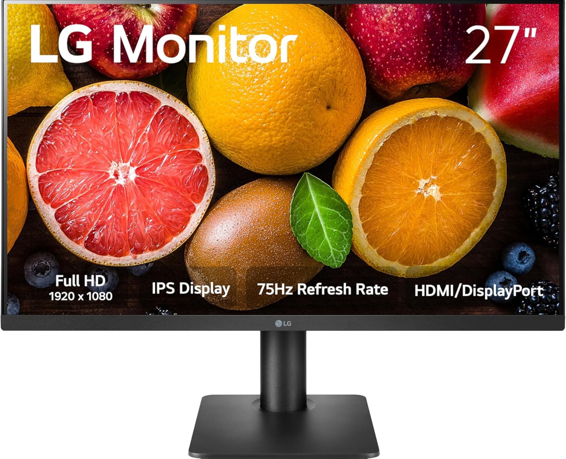 LG FHD (1920 x 1080) 27 Inch Computer Monitor, IPS, AMD FreeSync, 3-Side Borderless Design, Tilt/Height Adjustable Stand, 75Hz, 5ms, OnScreen Control, HDMI, DisplayPort, D-Sub, 27MP450-B, Black LG FHD (1920 x 1080) 27 Inch Computer Monitor, IPS, AMD FreeSync, 3-Side Borderless Design, Tilt/Height Adjustable Stand, 75Hz, 5ms, OnScreen Control, HDMI, DisplayPort, D-Sub, 27MP450-B, Black