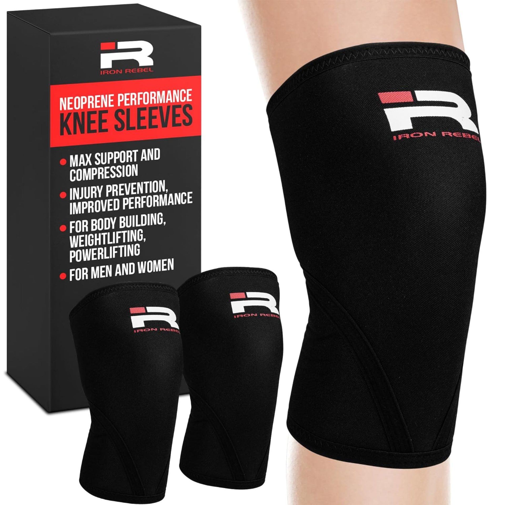 Iron Rebel Performance Knee Sleeves – 7mm Neoprene Compression Support for Heavy Lifting & Squats, for Bodybuilding, Weightlifting, Powerlifting, Strongman, or Training, Ideal for Gym & Sports, Medium Iron Rebel Performance Knee Sleeves – 7mm Neoprene Compression Support for Heavy Lifting & Squats, for Bodybuilding, Weightlifting, Powerlifting, Strongman, or Training, Ideal for Gym & Sports, Medium
